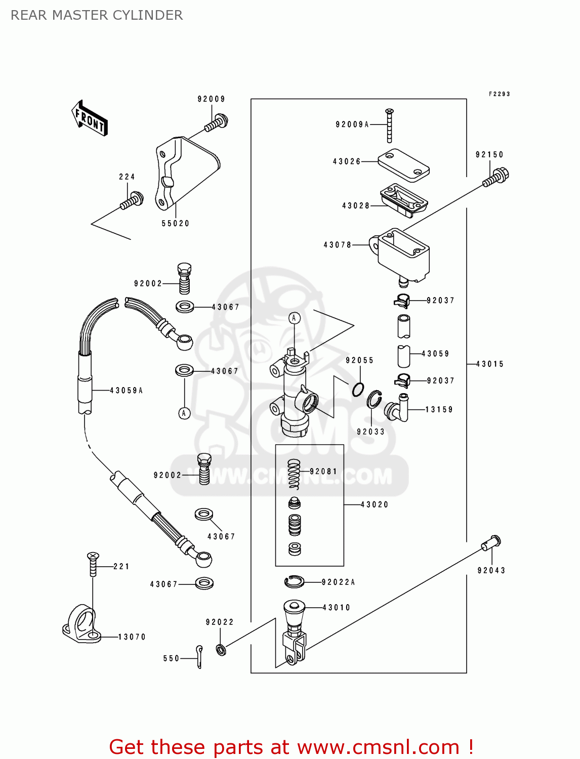 REAR MASTER CYLINDER KX250-J1 1992 USA CANADA