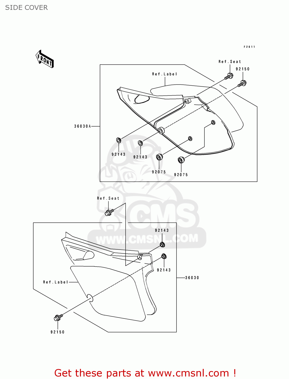 SIDE COVER KX250-J1 1992 USA CANADA