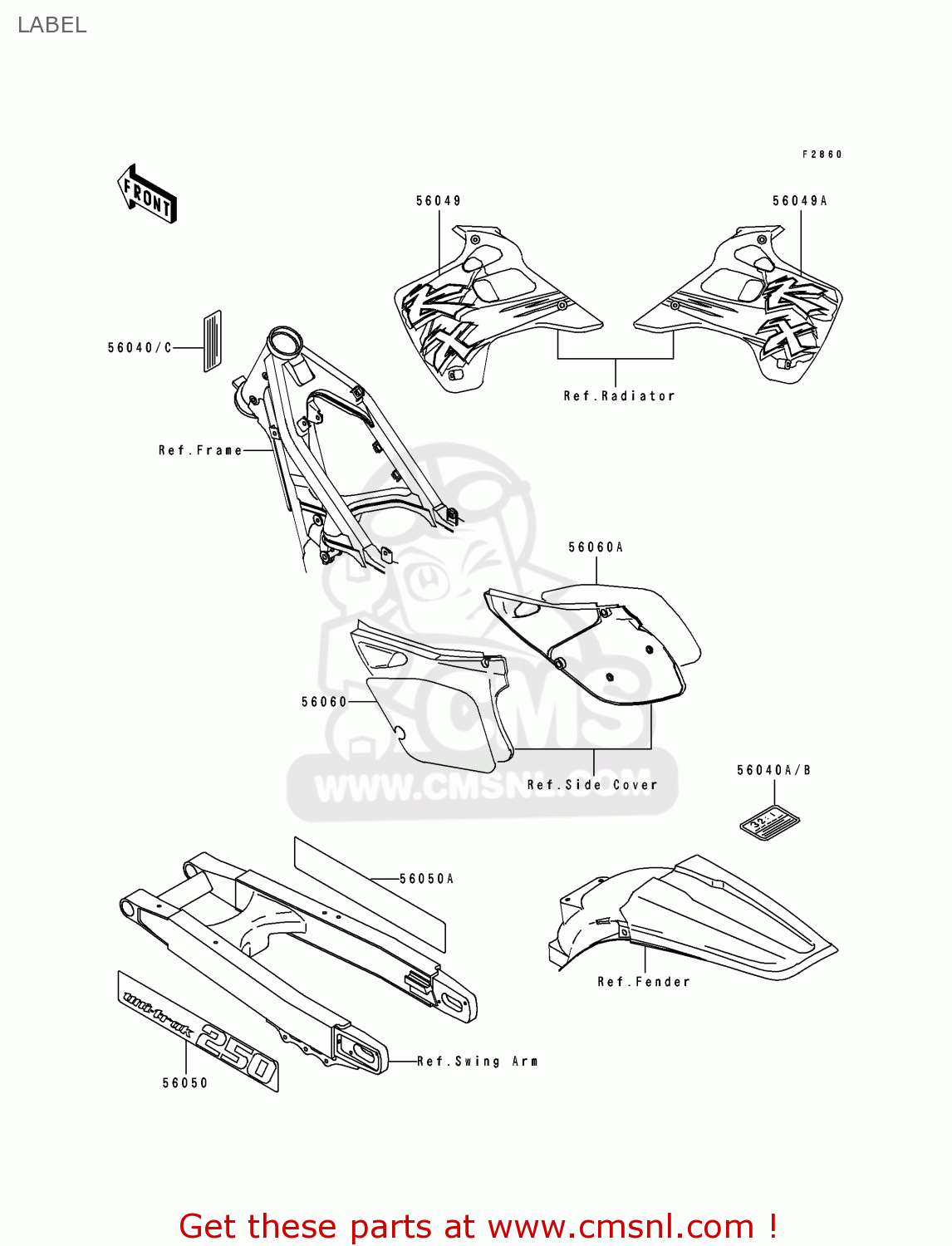 LABEL KX250-J1 1992 USA CANADA