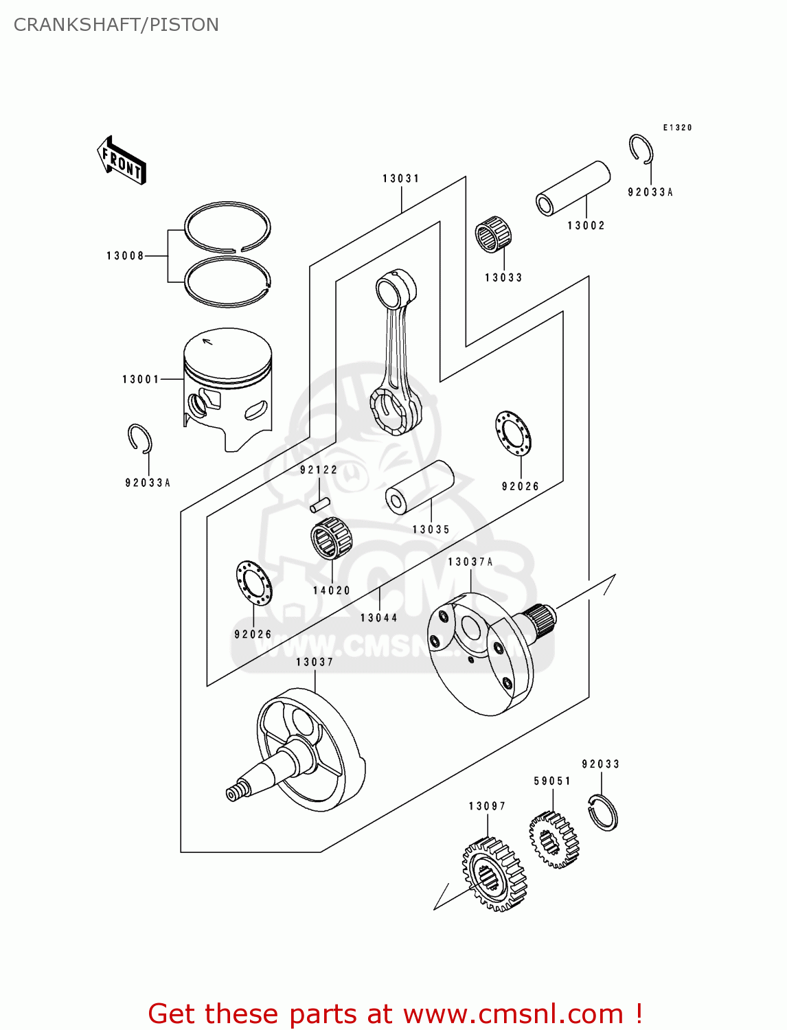 CRANKSHAFT/PISTON KX250-J2 1993 KX250 EUROPE AS