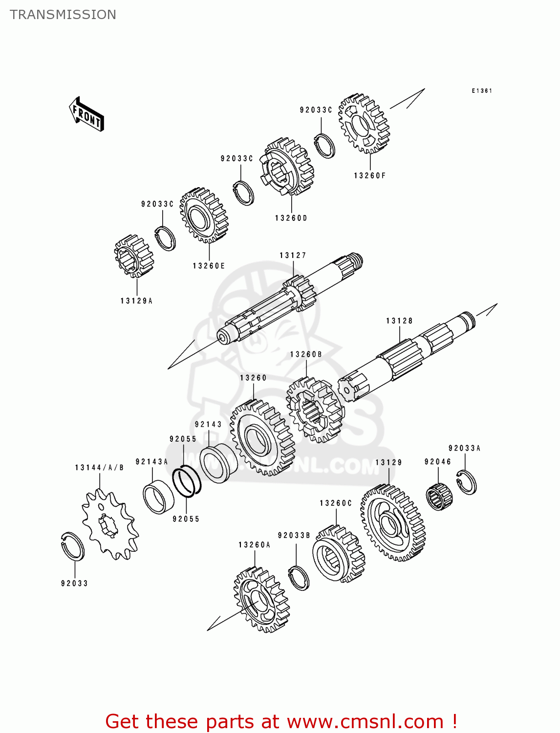 TRANSMISSION KX250-J2 1993 KX250 EUROPE AS