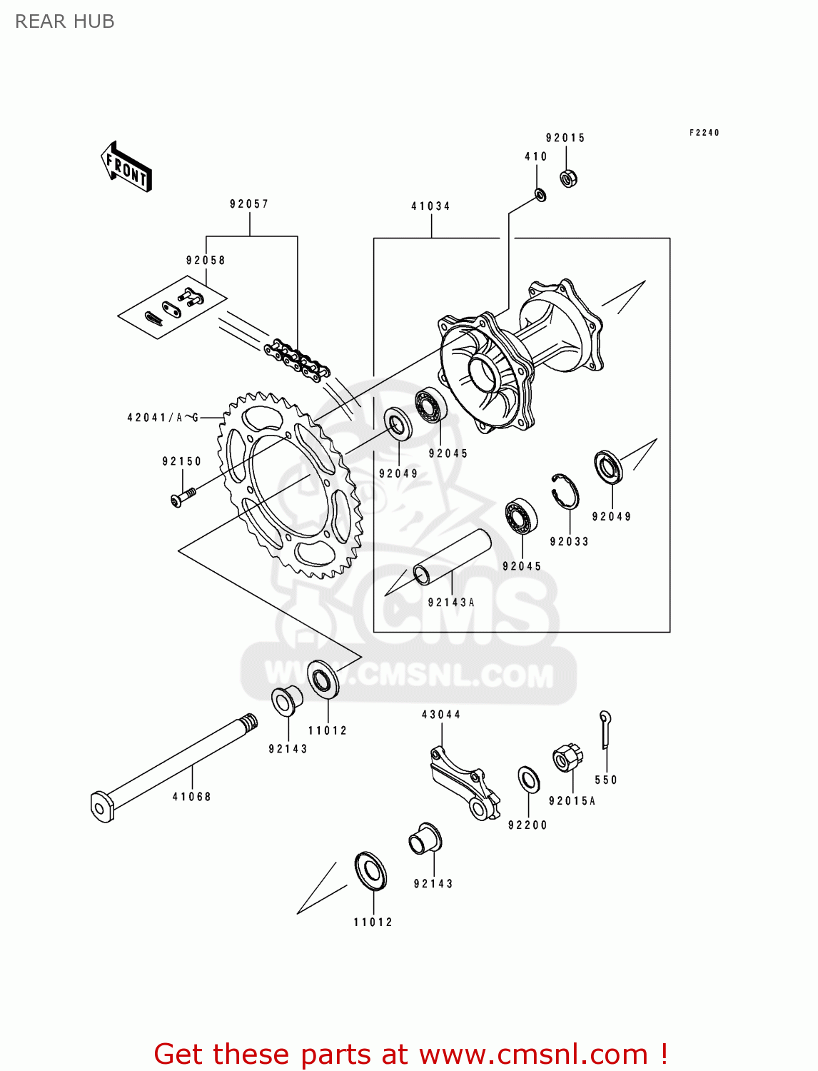 REAR HUB KX250-J2 1993 KX250 EUROPE AS