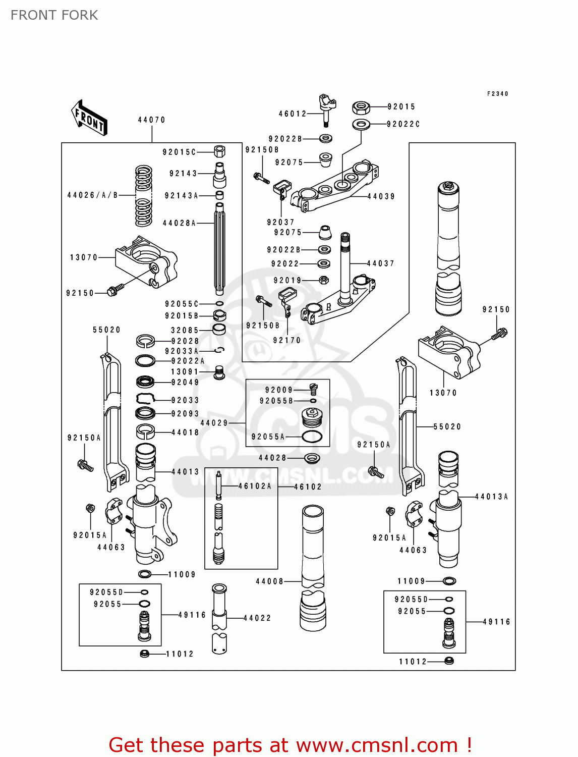 FRONT FORK KX250-J2 1993 KX250 EUROPE AS