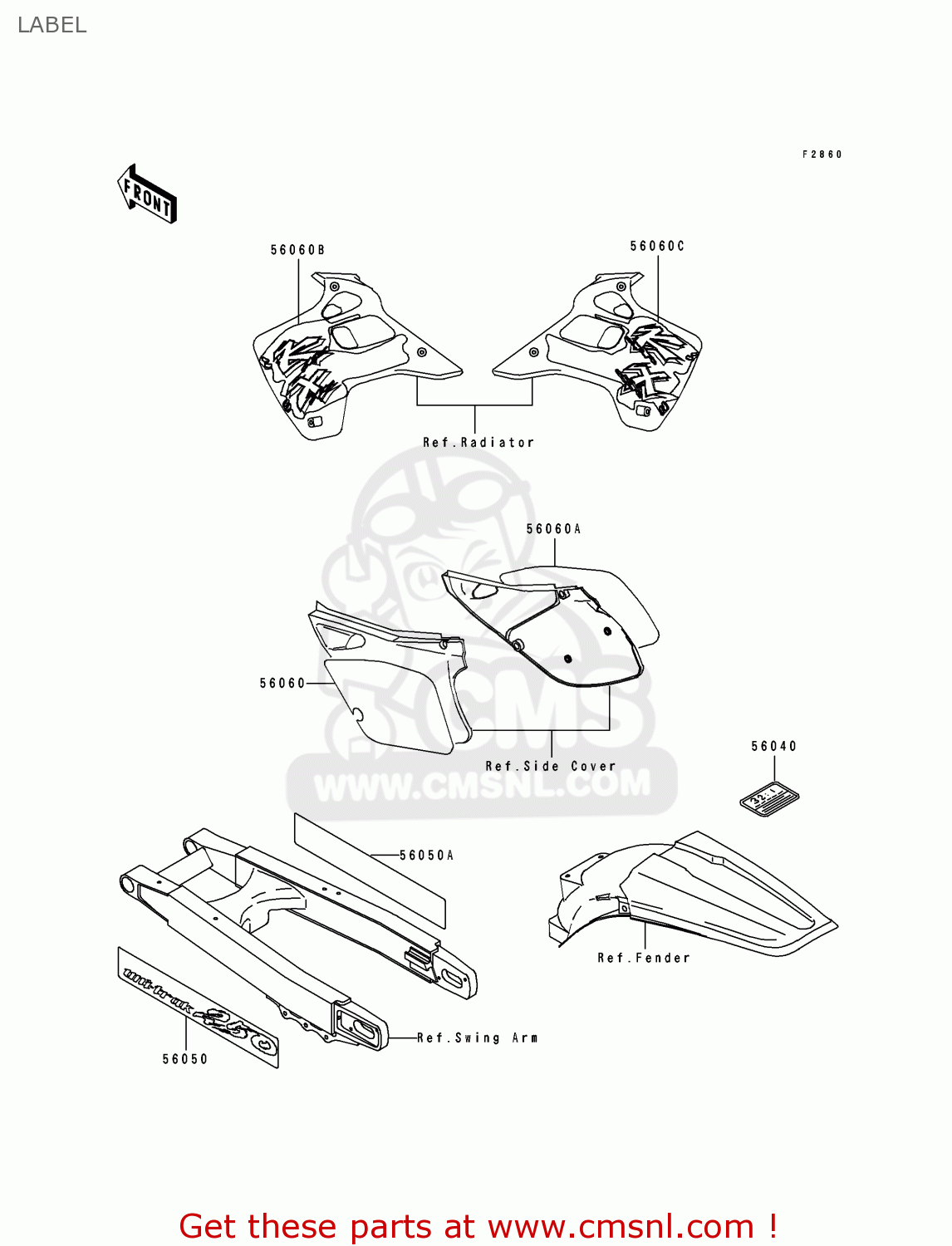 LABEL KX250-J2 1993 KX250 EUROPE AS