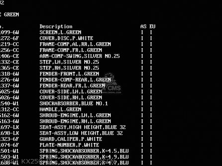 1993 KX250-J2     7F LIME GREEN - KX250-J2 1993 KX250 EUROPE AS