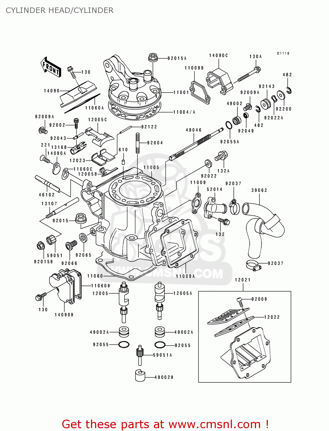 CYLINDER HEAD/CYLINDER KX250-J2 1993 USA CANADA