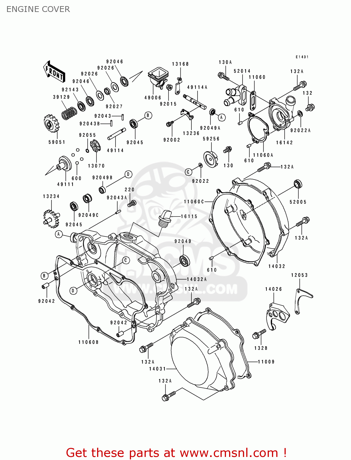 ENGINE COVER KX250-J2 1993 USA CANADA