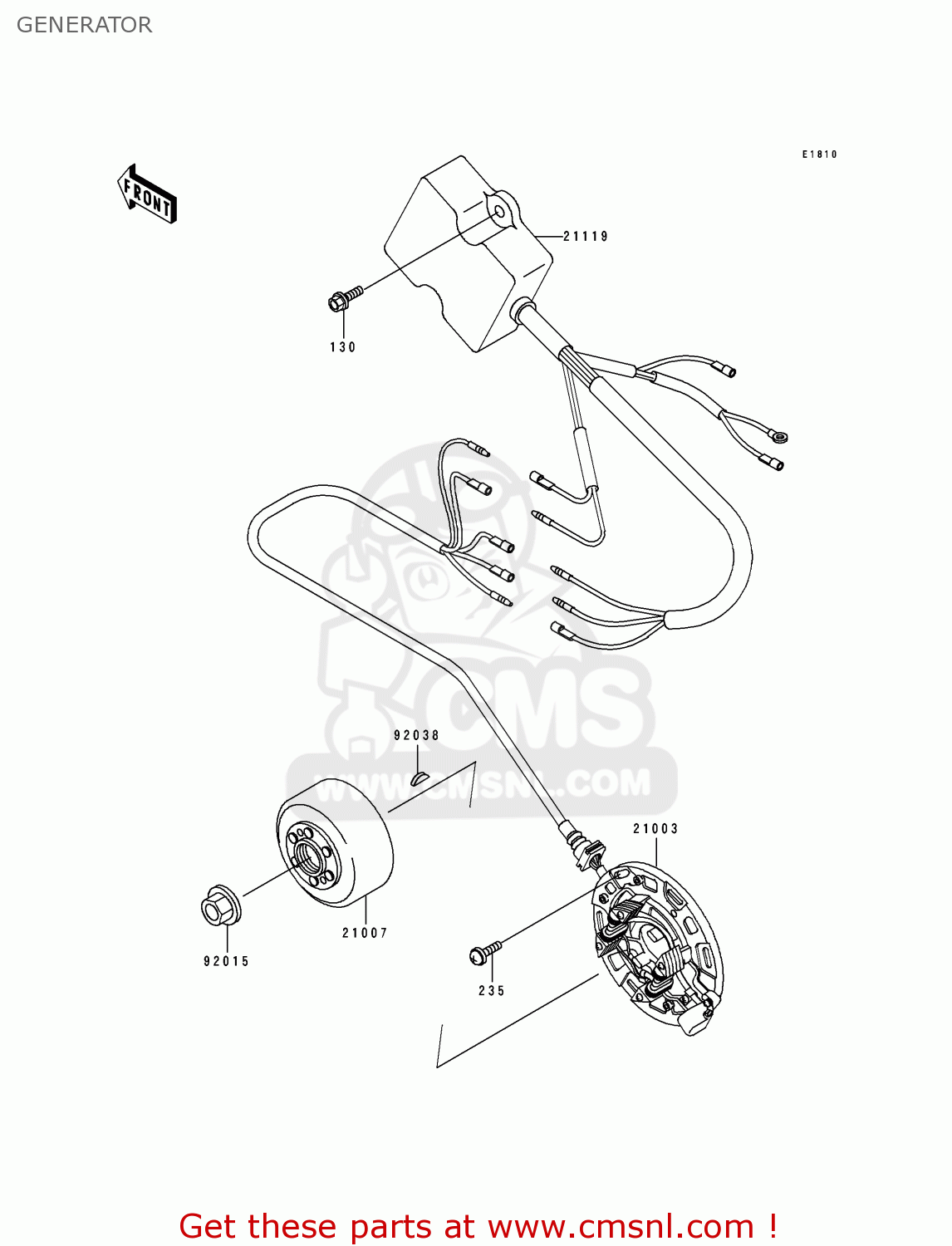 GENERATOR KX250-J2 1993 USA CANADA