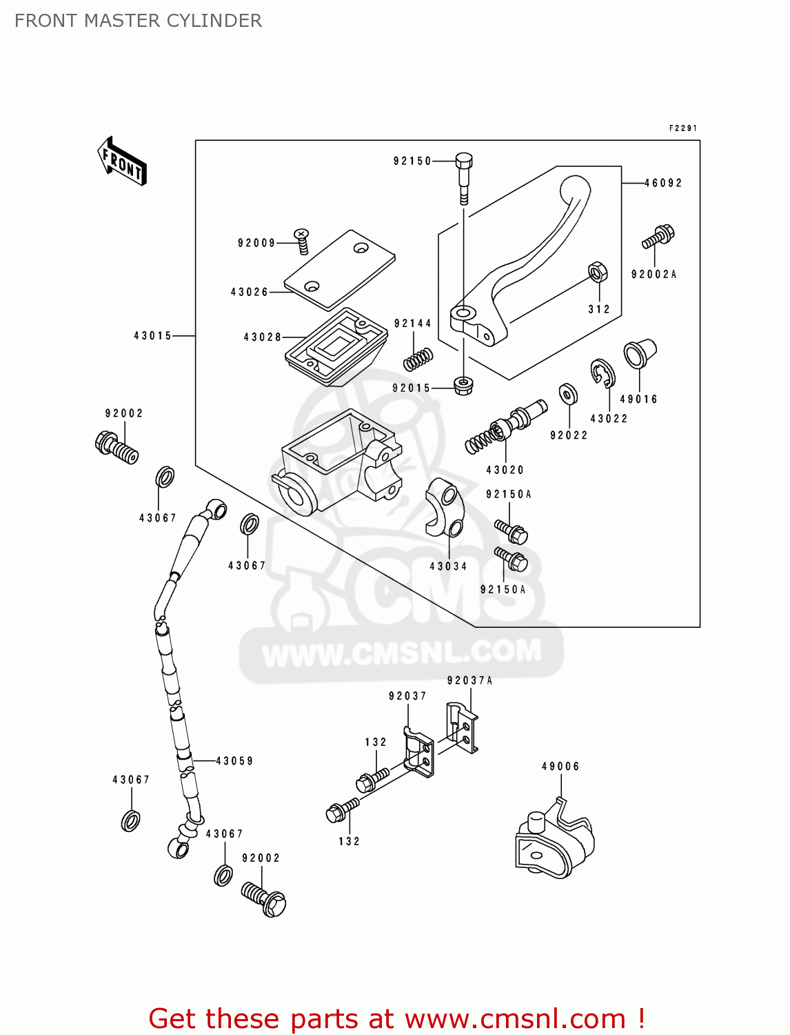 FRONT MASTER CYLINDER KX250-J2 1993 USA CANADA