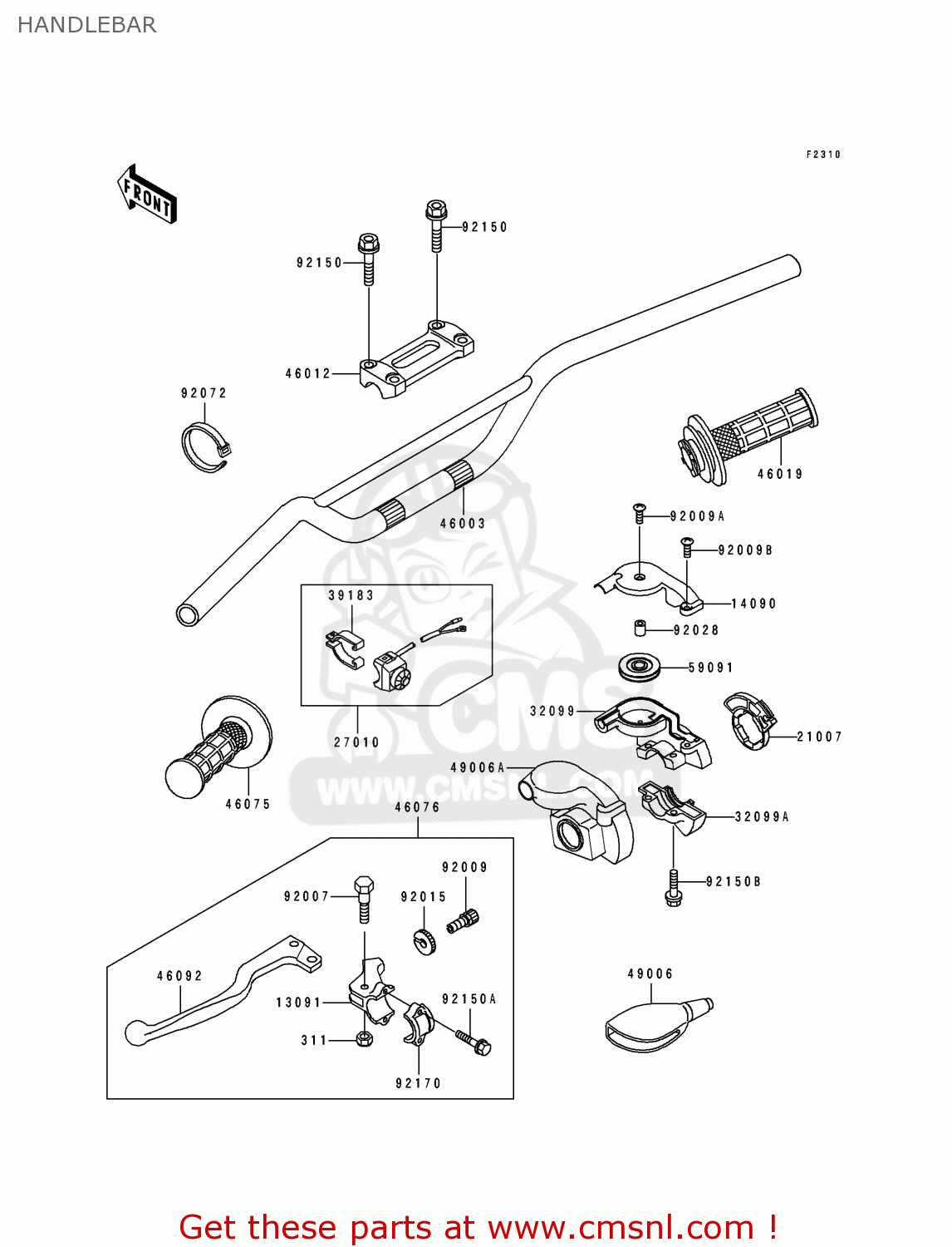 HANDLEBAR KX250-J2 1993 USA CANADA