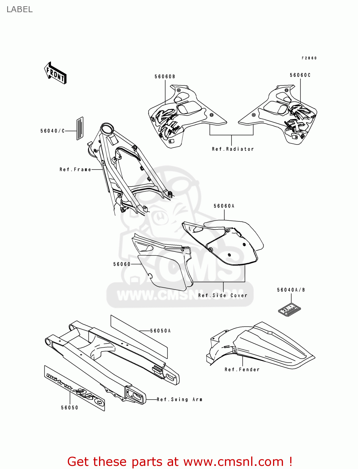 LABEL KX250-J2 1993 USA CANADA