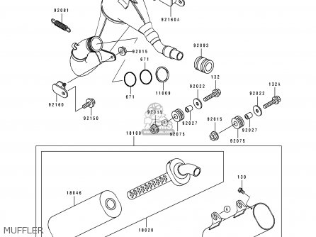 MUFFLER - KX250-J2 1993 USA CANADA
