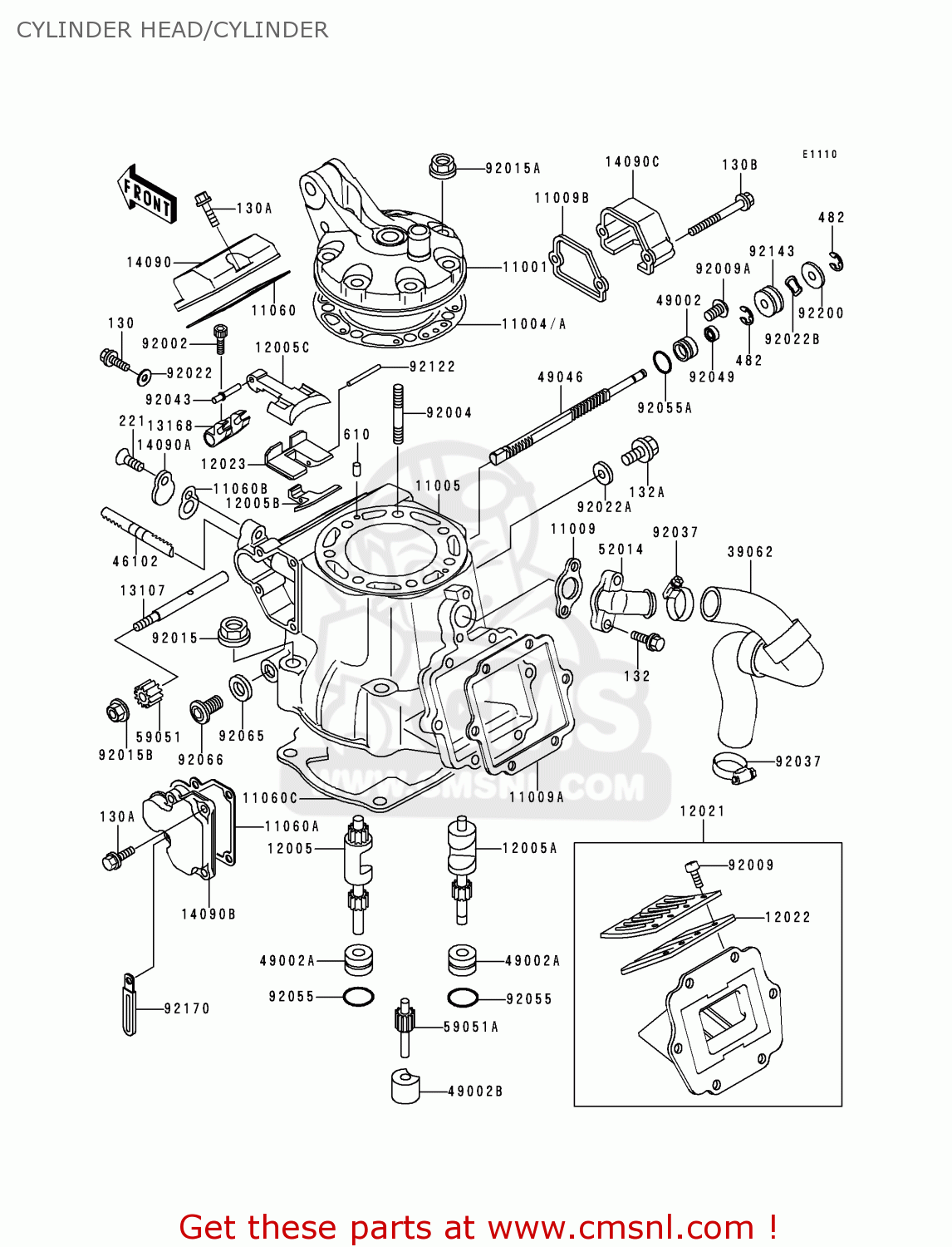CYLINDER HEAD/CYLINDER KX250-K1 1994 EUROPE AS