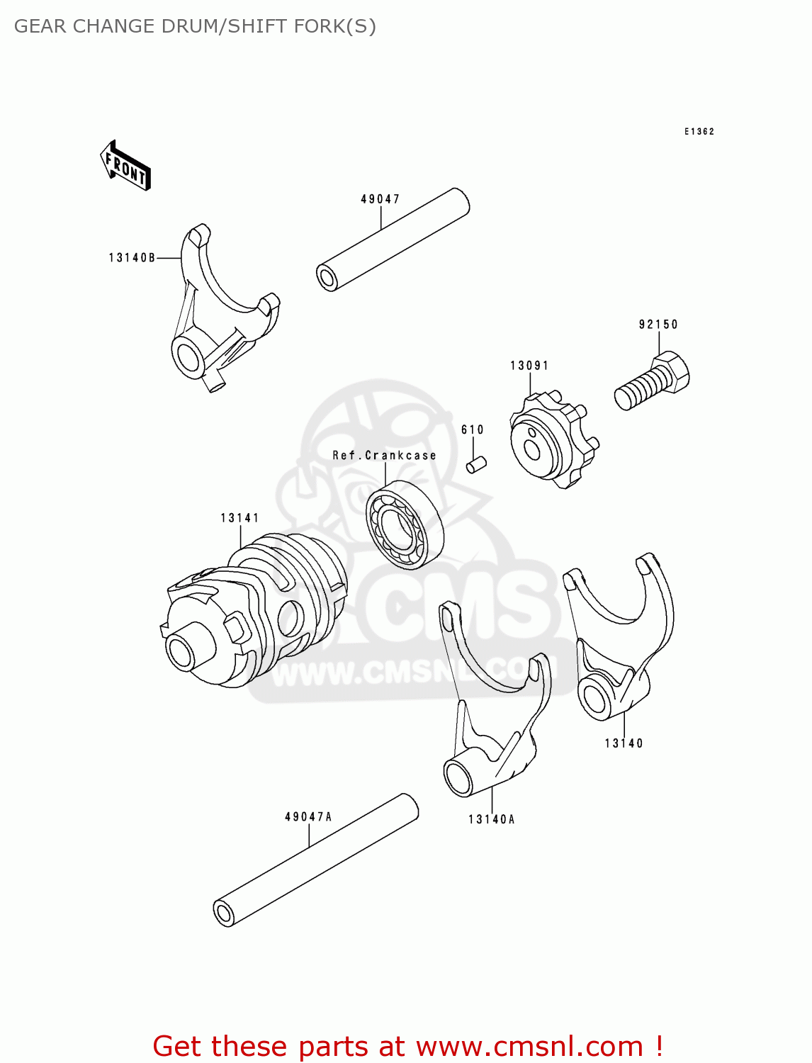 GEAR CHANGE DRUM/SHIFT FORK(S) KX250-K1 1994 EUROPE AS
