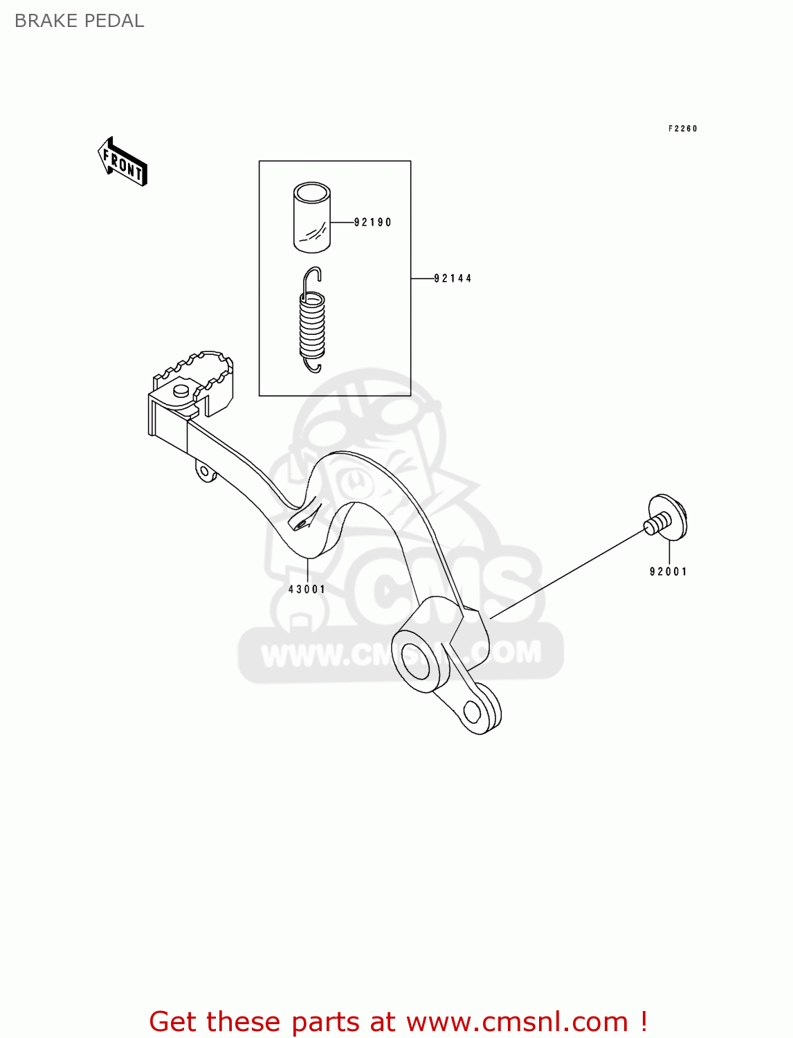 BRAKE PEDAL KX250-K1 1994 USA CANADA