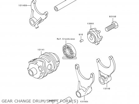 GEAR CHANGE DRUM/SHIFT FORK(S) - KX250-K1 1994 USA CANADA