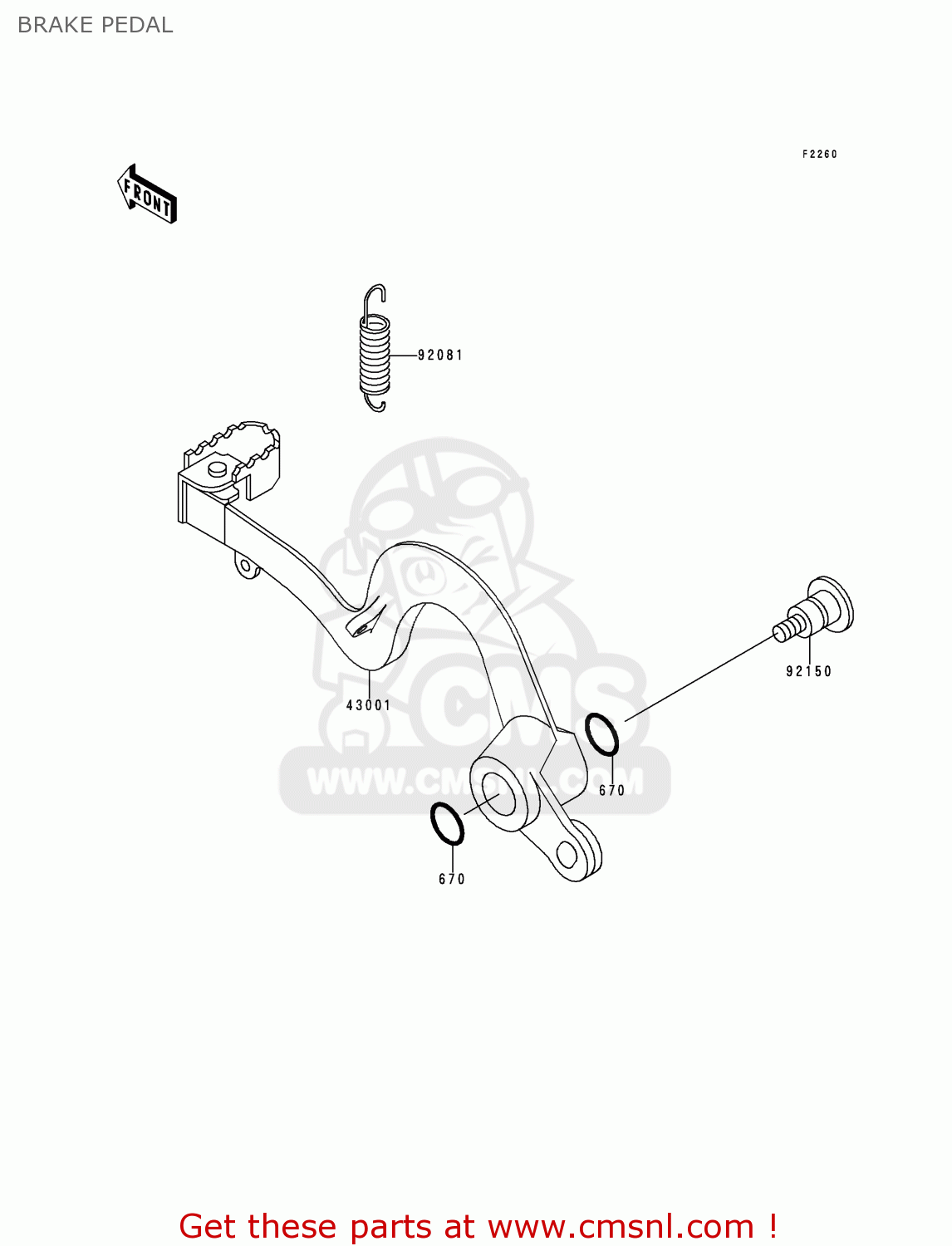 BRAKE PEDAL KX250-K2 1995 EUROPE AS
