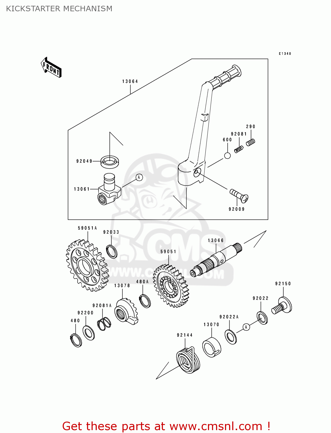 KICKSTARTER MECHANISM KX250-K2 1995 USA CANADA