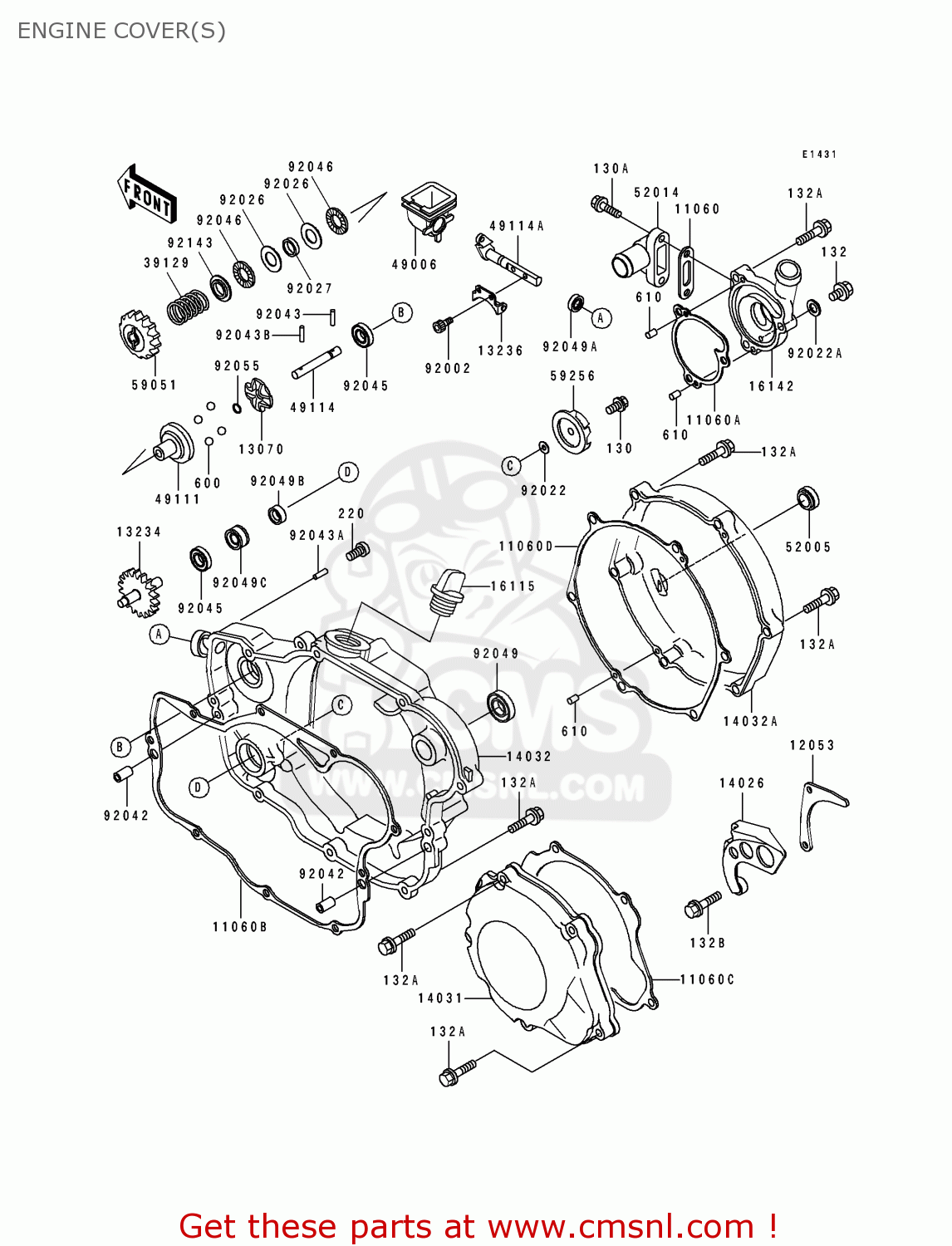 ENGINE COVER(S) KX250-K2 1995 USA CANADA
