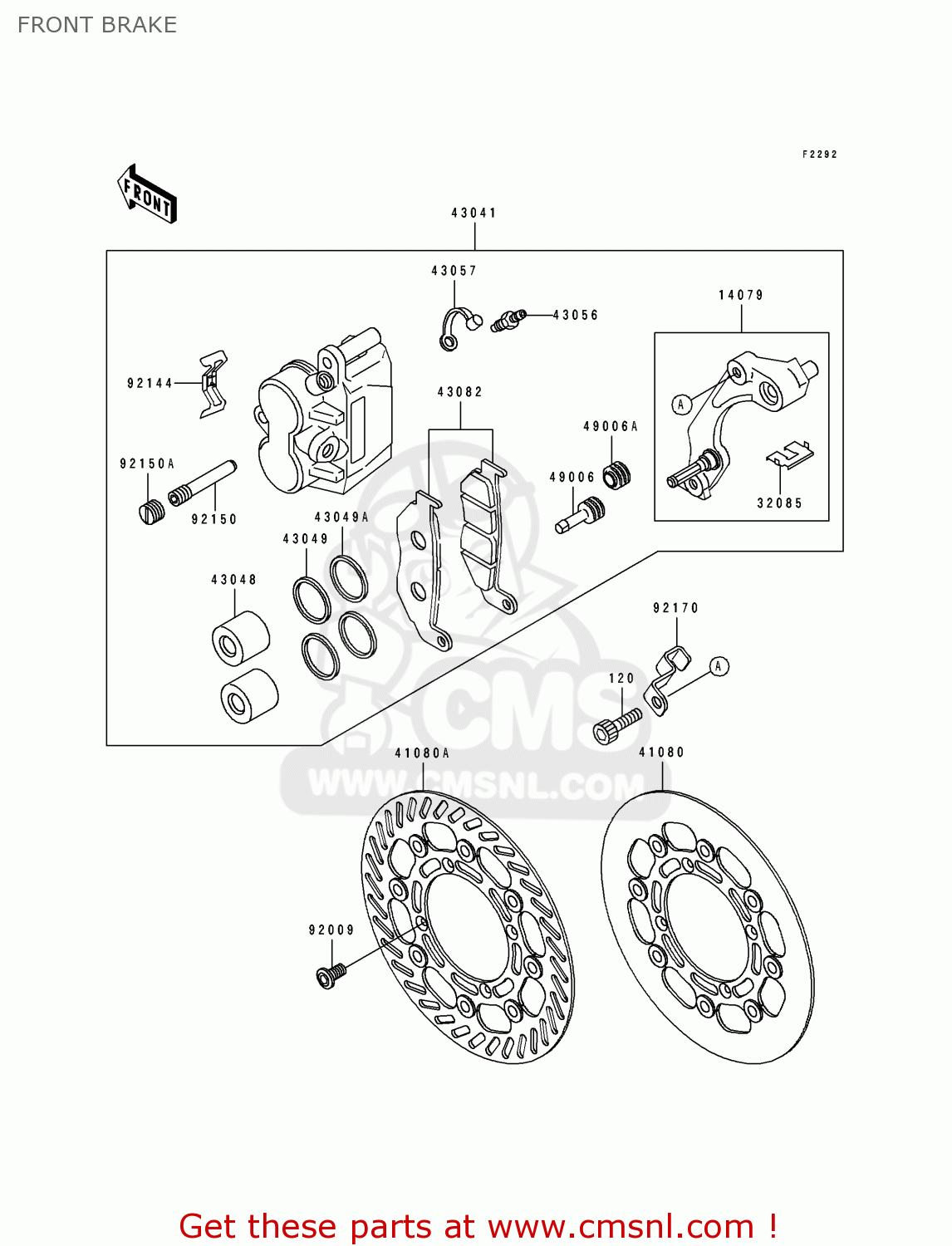 FRONT BRAKE KX250-K2 1995 USA CANADA