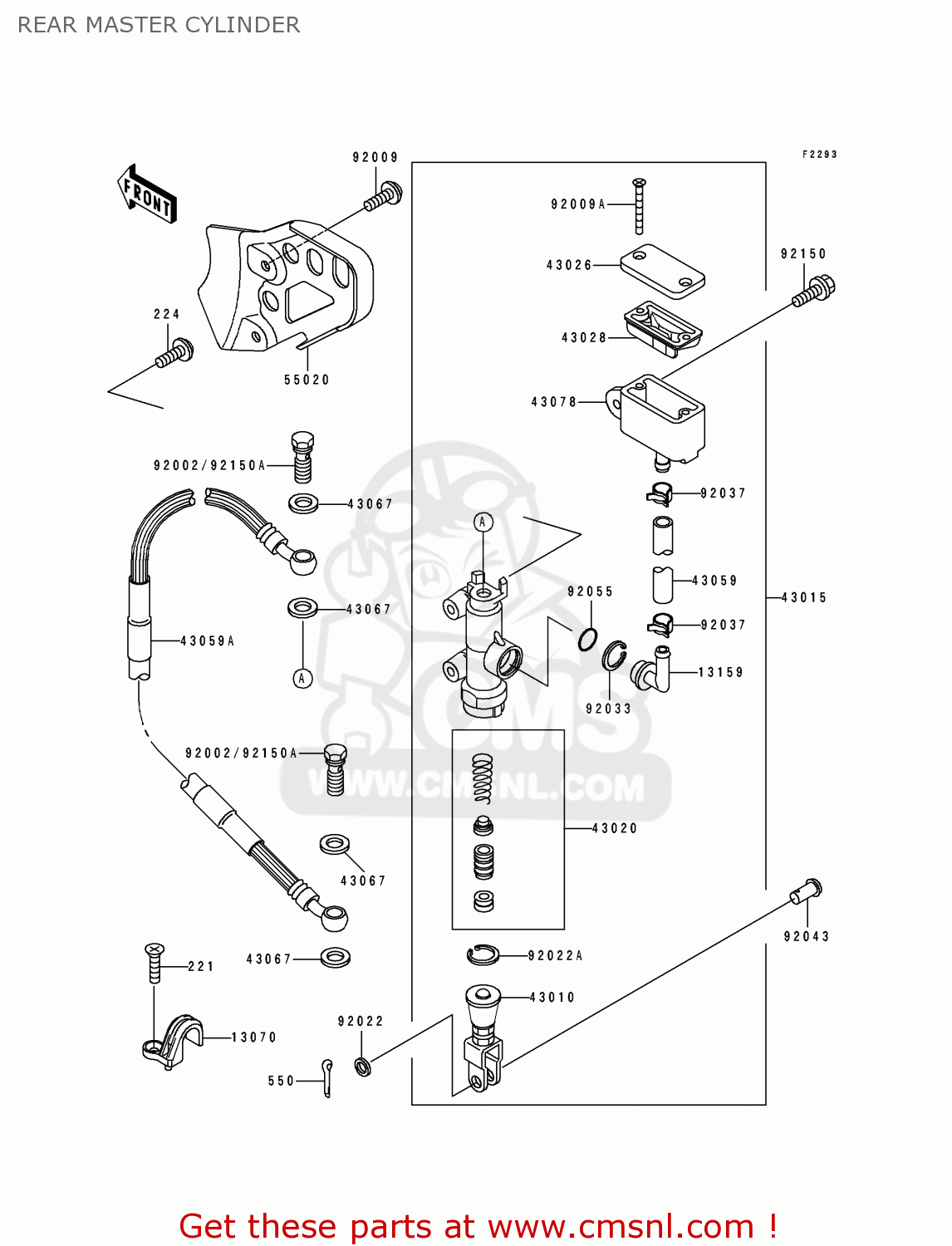 REAR MASTER CYLINDER KX250-K2 1995 USA CANADA