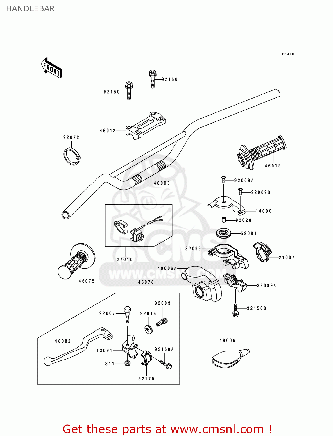 HANDLEBAR KX250-K2 1995 USA CANADA