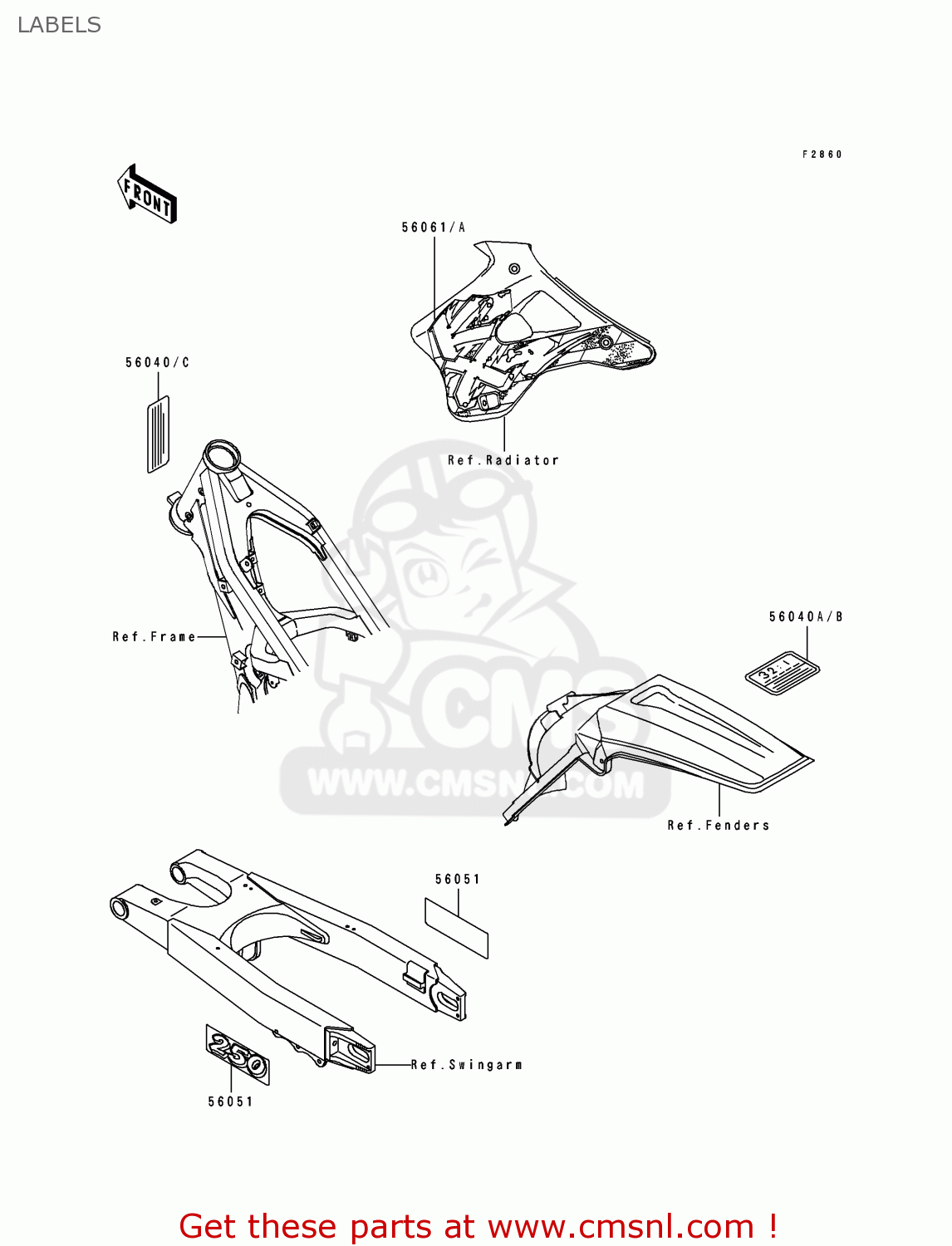 LABELS KX250-K2 1995 USA CANADA
