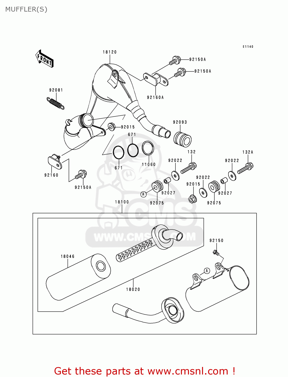 MUFFLER(S) KX250-K3 1996 EUROPE FR AS