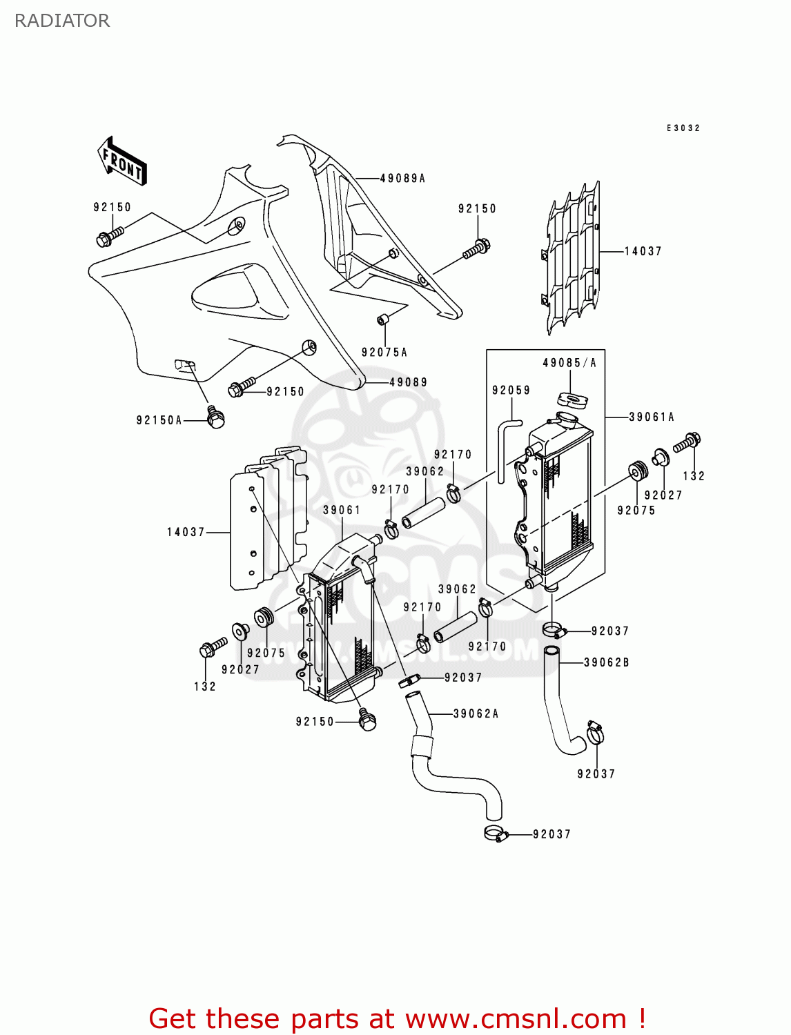 RADIATOR KX250-K3 1996 EUROPE FR AS