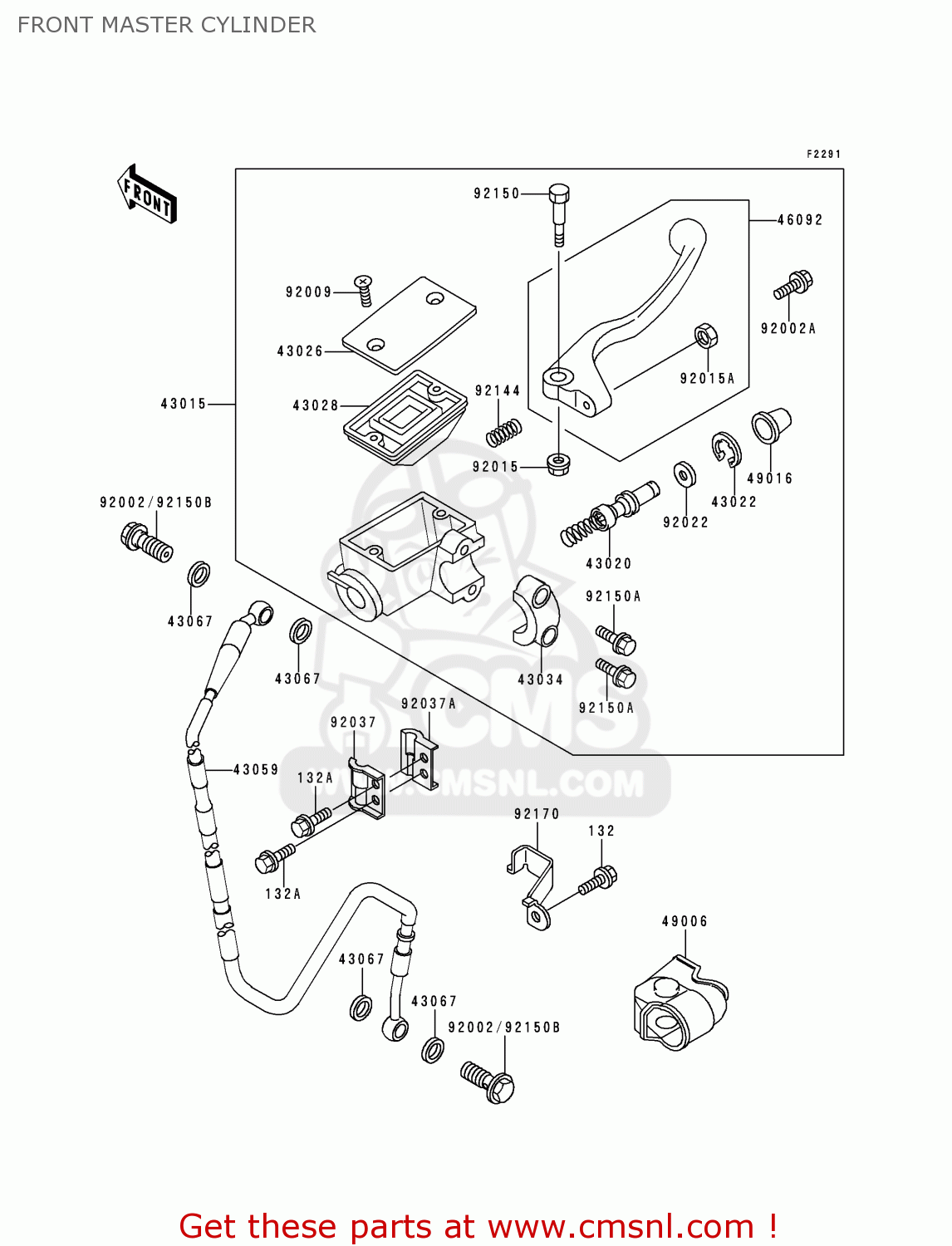 FRONT MASTER CYLINDER KX250-K3 1996 EUROPE FR AS