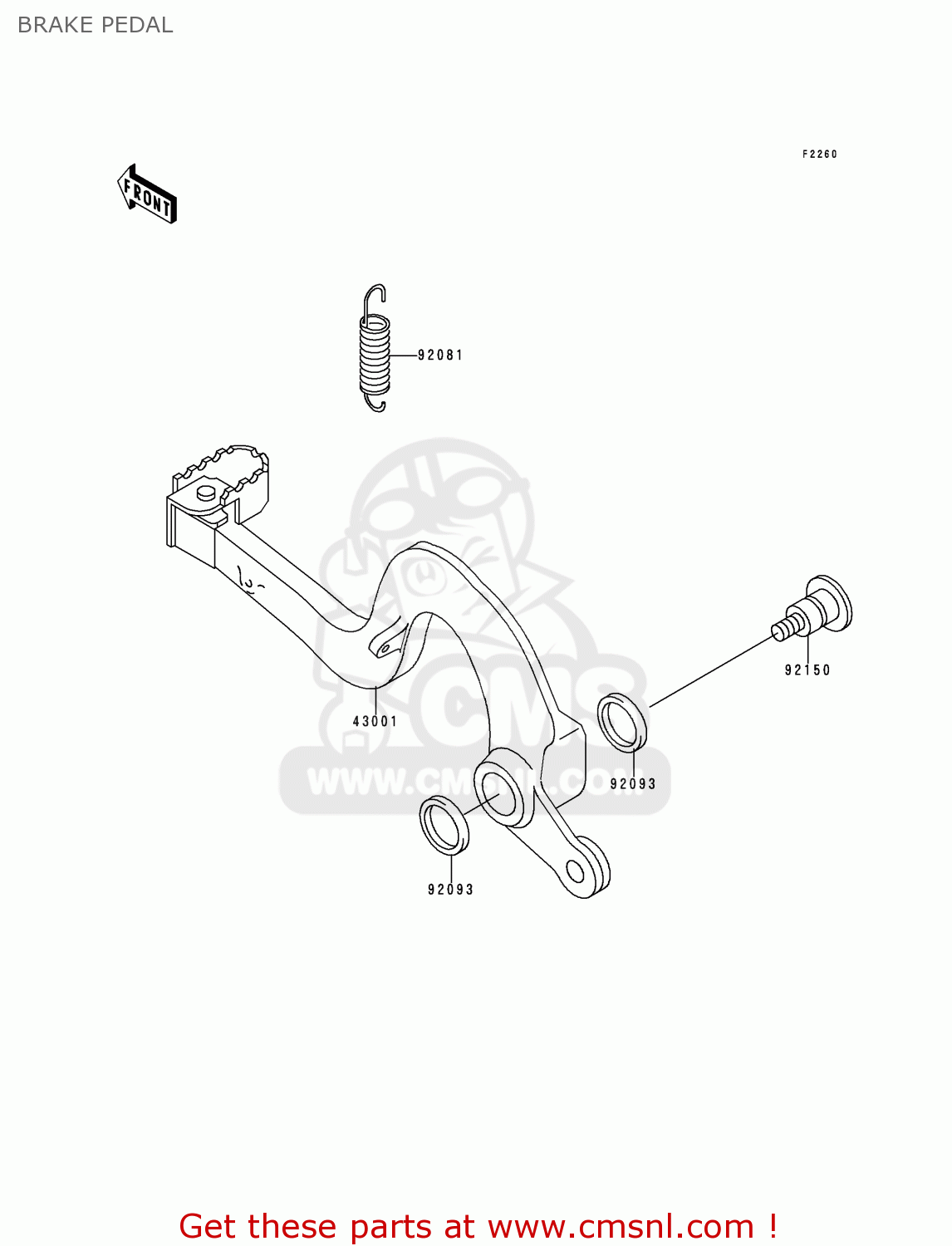 BRAKE PEDAL KX250-K3 1996 USA CANADA