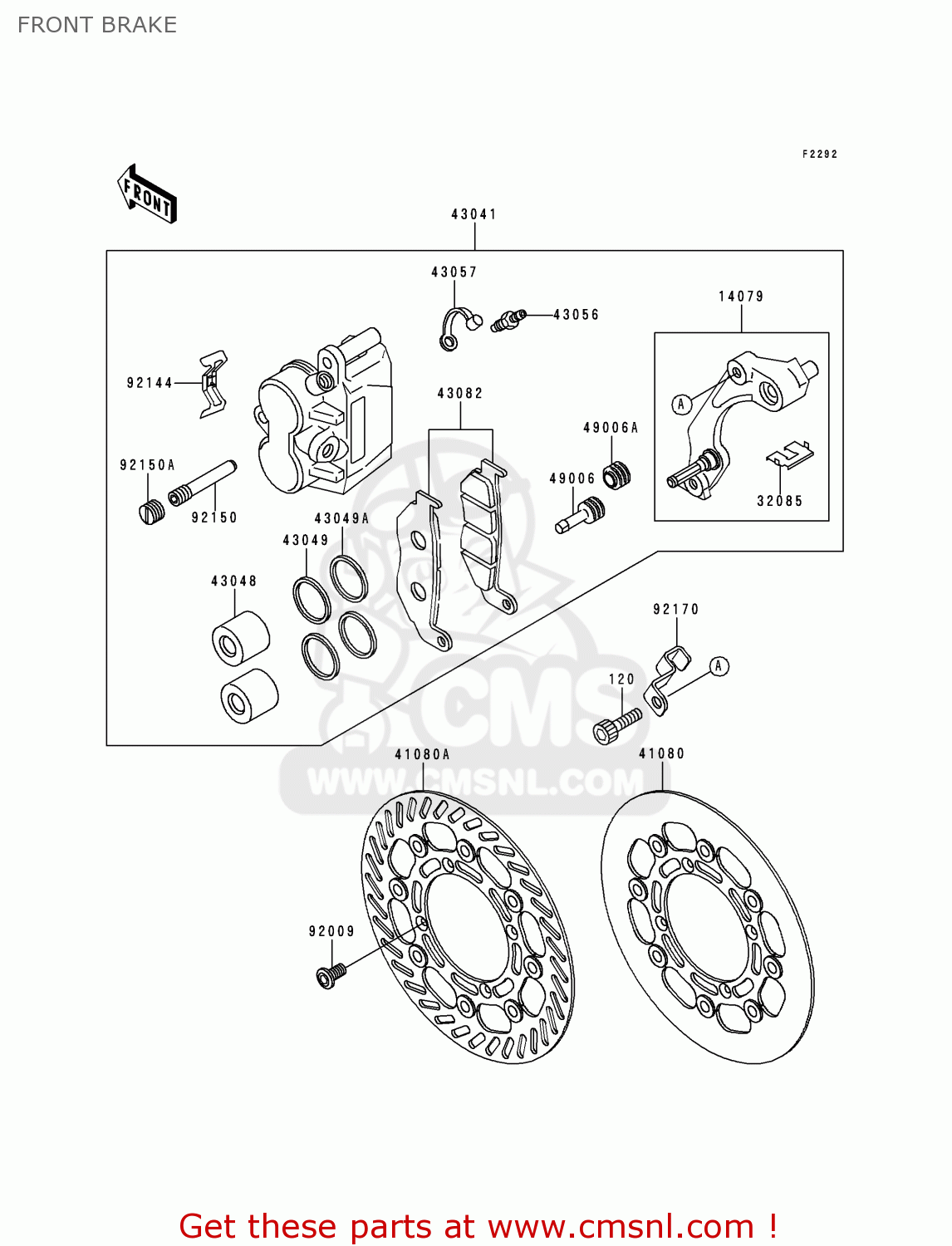 FRONT BRAKE KX250-K3 1996 USA CANADA