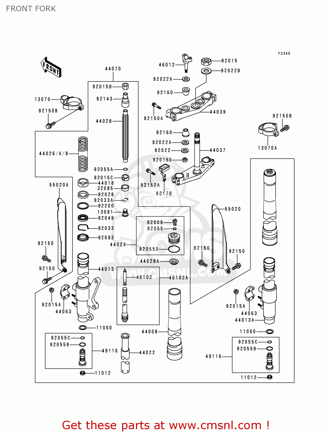 FRONT FORK KX250-K3 1996 USA CANADA