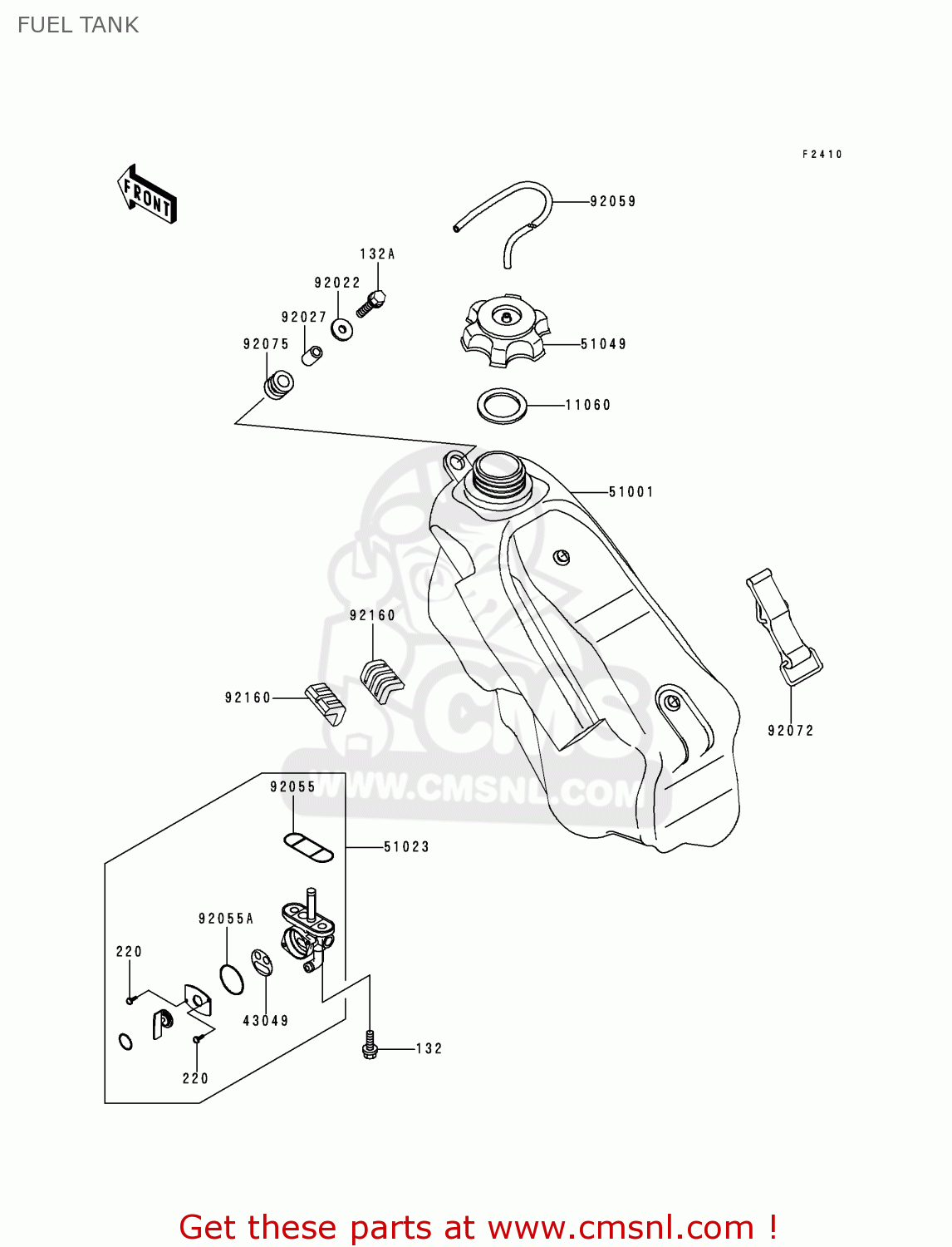FUEL TANK KX250-K3 1996 USA CANADA