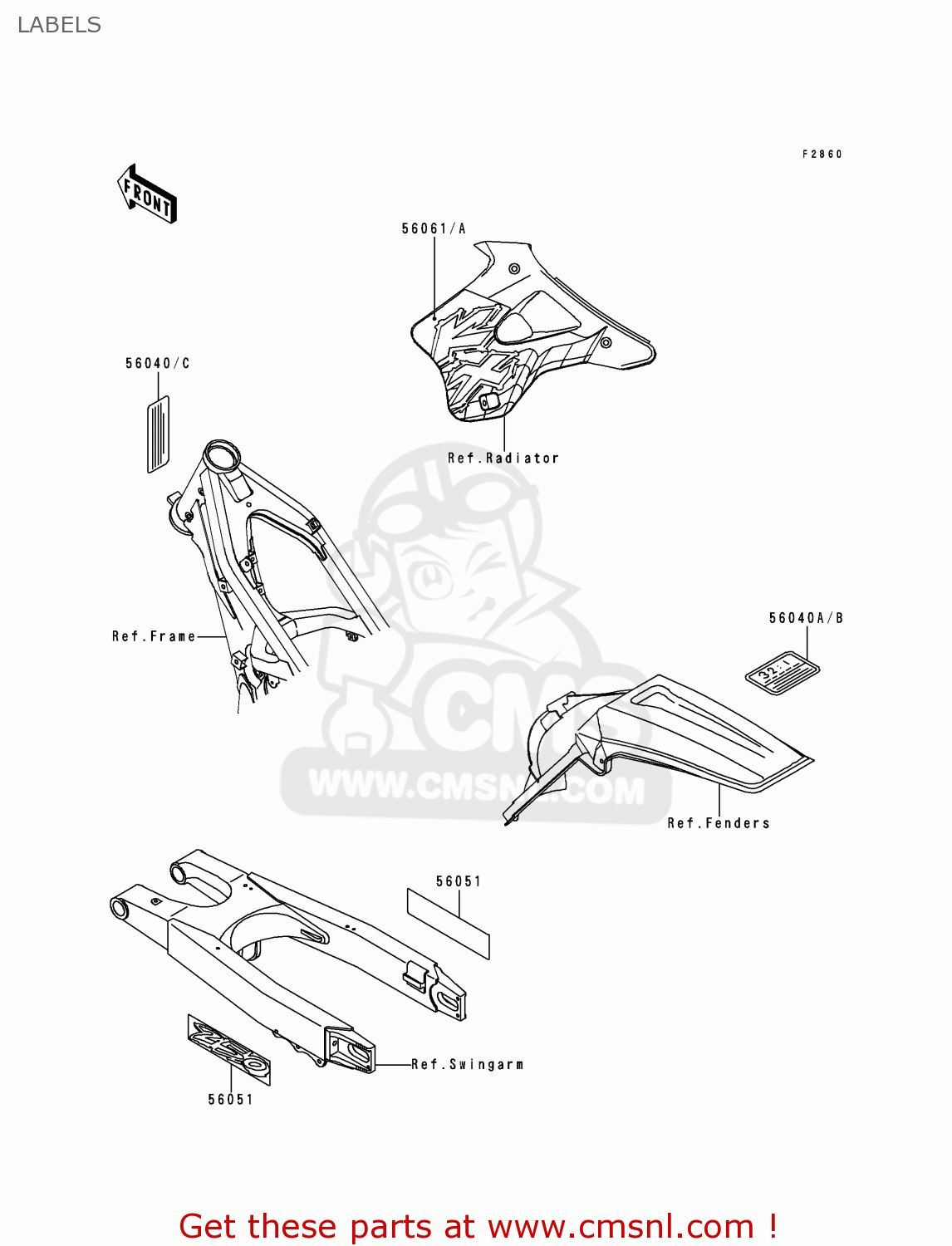 LABELS KX250-K3 1996 USA CANADA