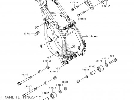 FRAME FITTINGS - KX250-K3 1996 USA CANADA