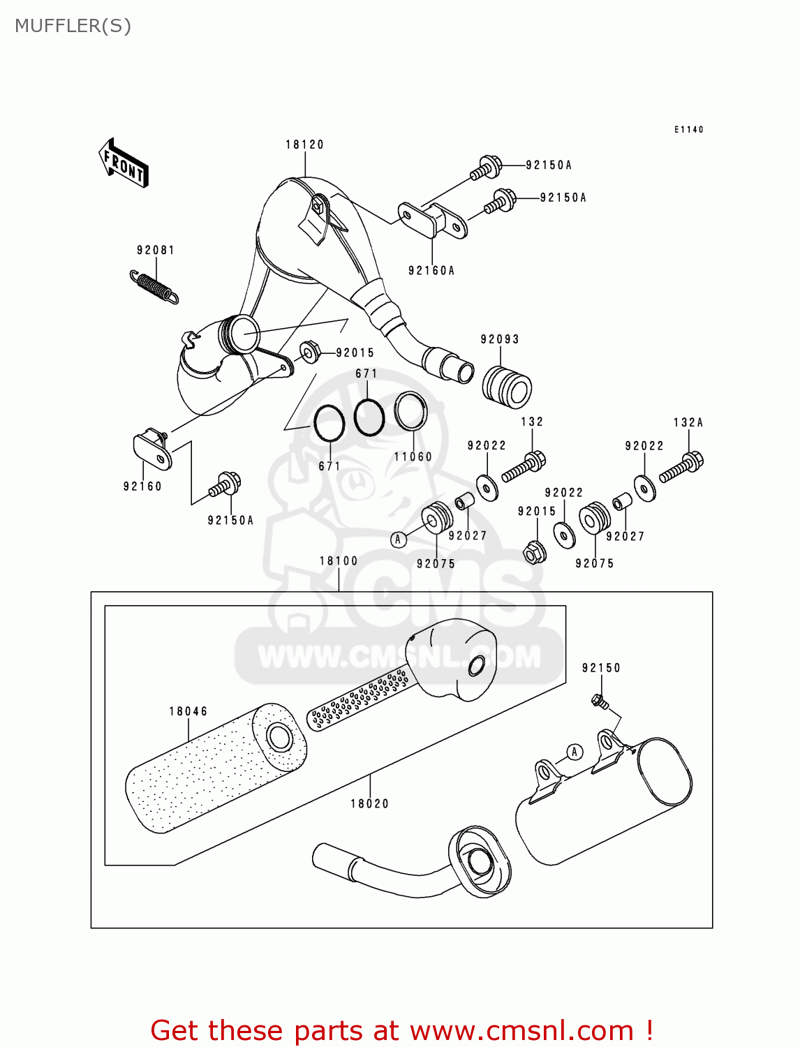 MUFFLER(S) KX250-K4 1997 EUROPE FR AS