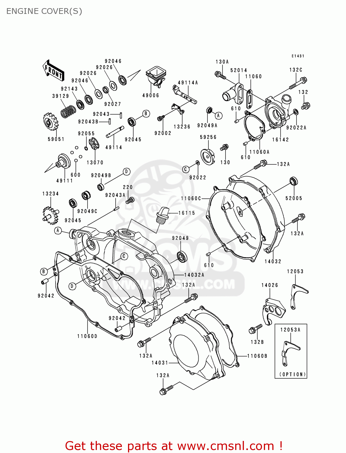 ENGINE COVER(S) KX250-K4 1997 EUROPE FR AS