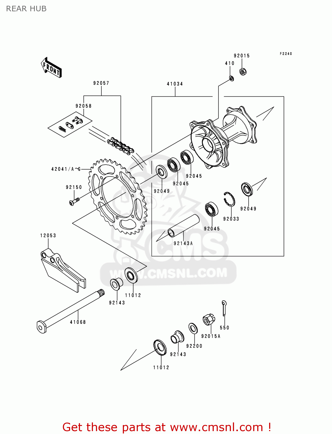 REAR HUB KX250-K4 1997 EUROPE FR AS