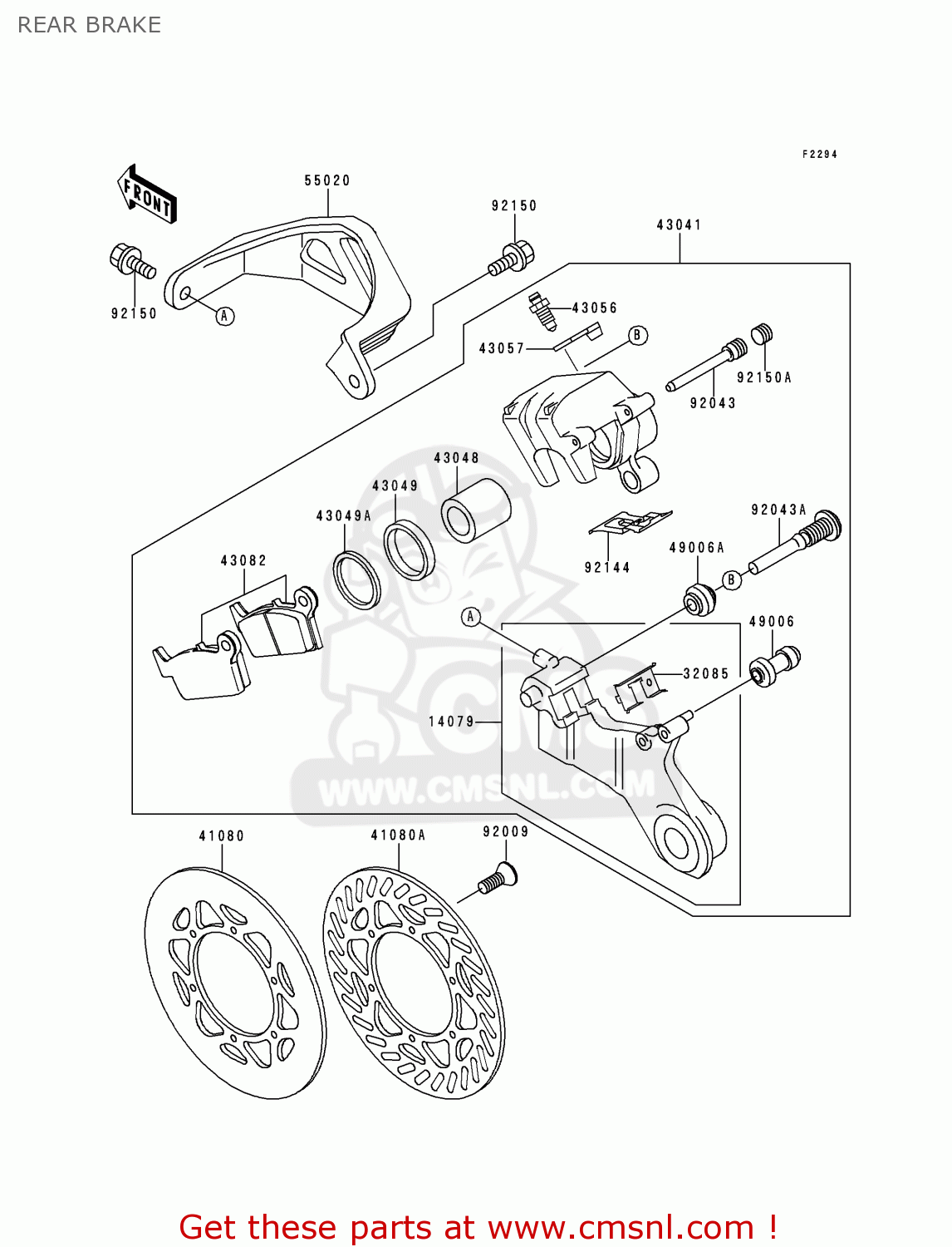 REAR BRAKE KX250-K4 1997 EUROPE FR AS