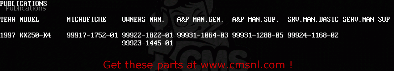 Publications KX250-K4 1997 EUROPE FR AS