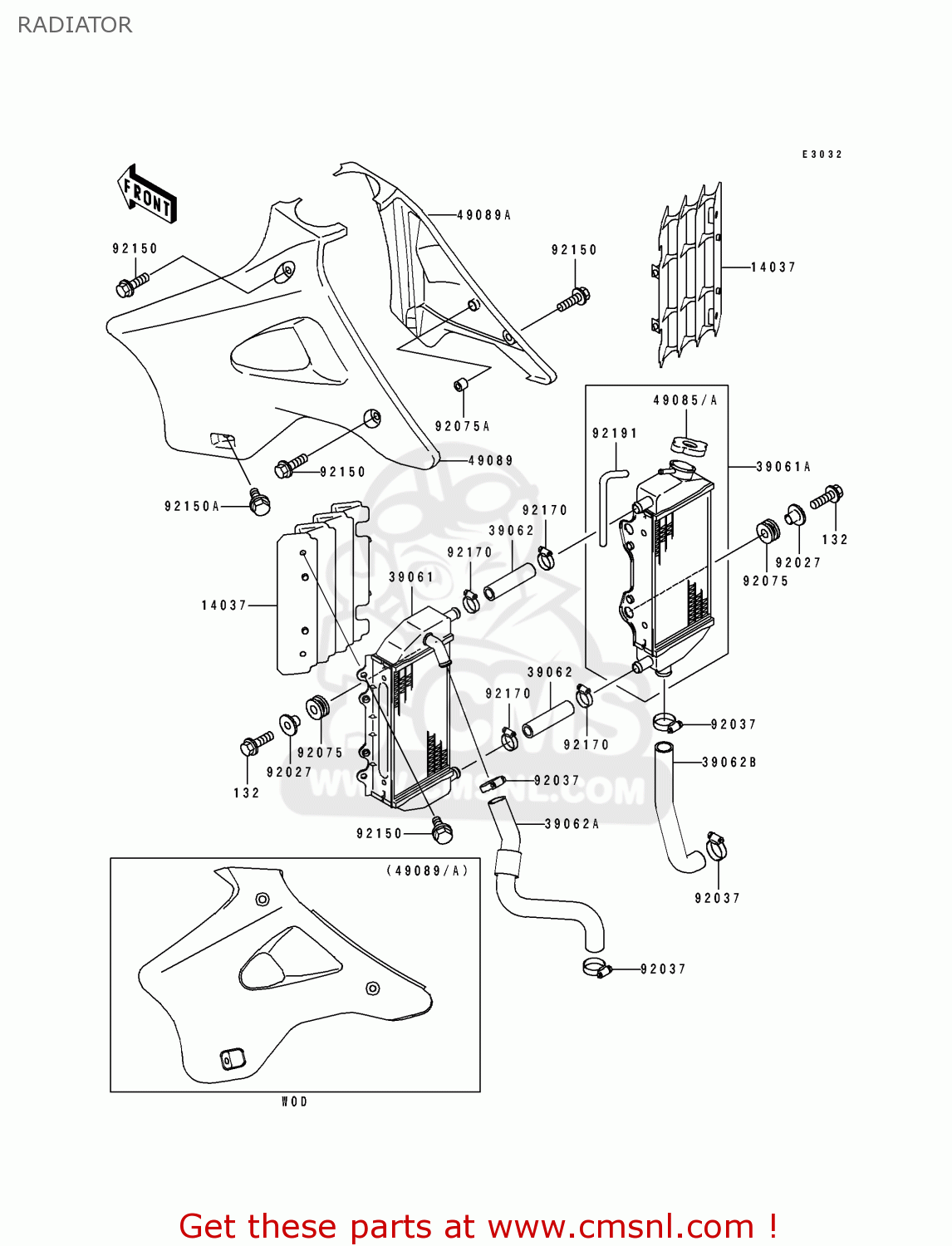 RADIATOR KX250-K4 1997 USA CANADA