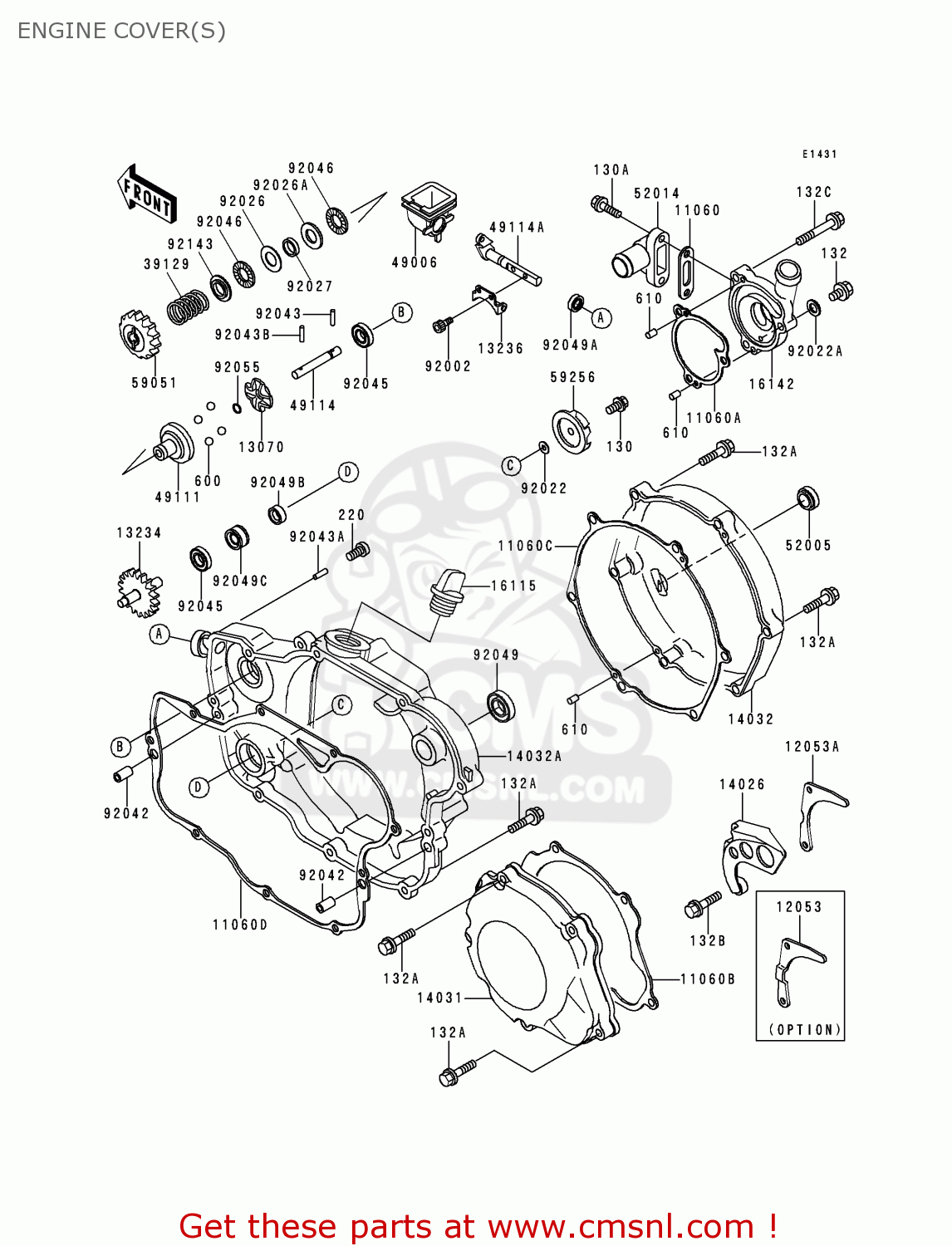 ENGINE COVER(S) KX250-K5 1998 EUROPE FR AS