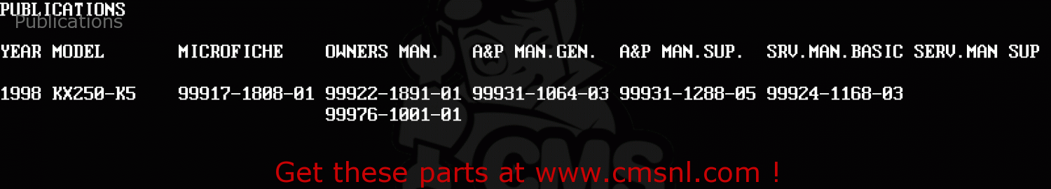 Publications KX250-K5 1998 EUROPE FR AS