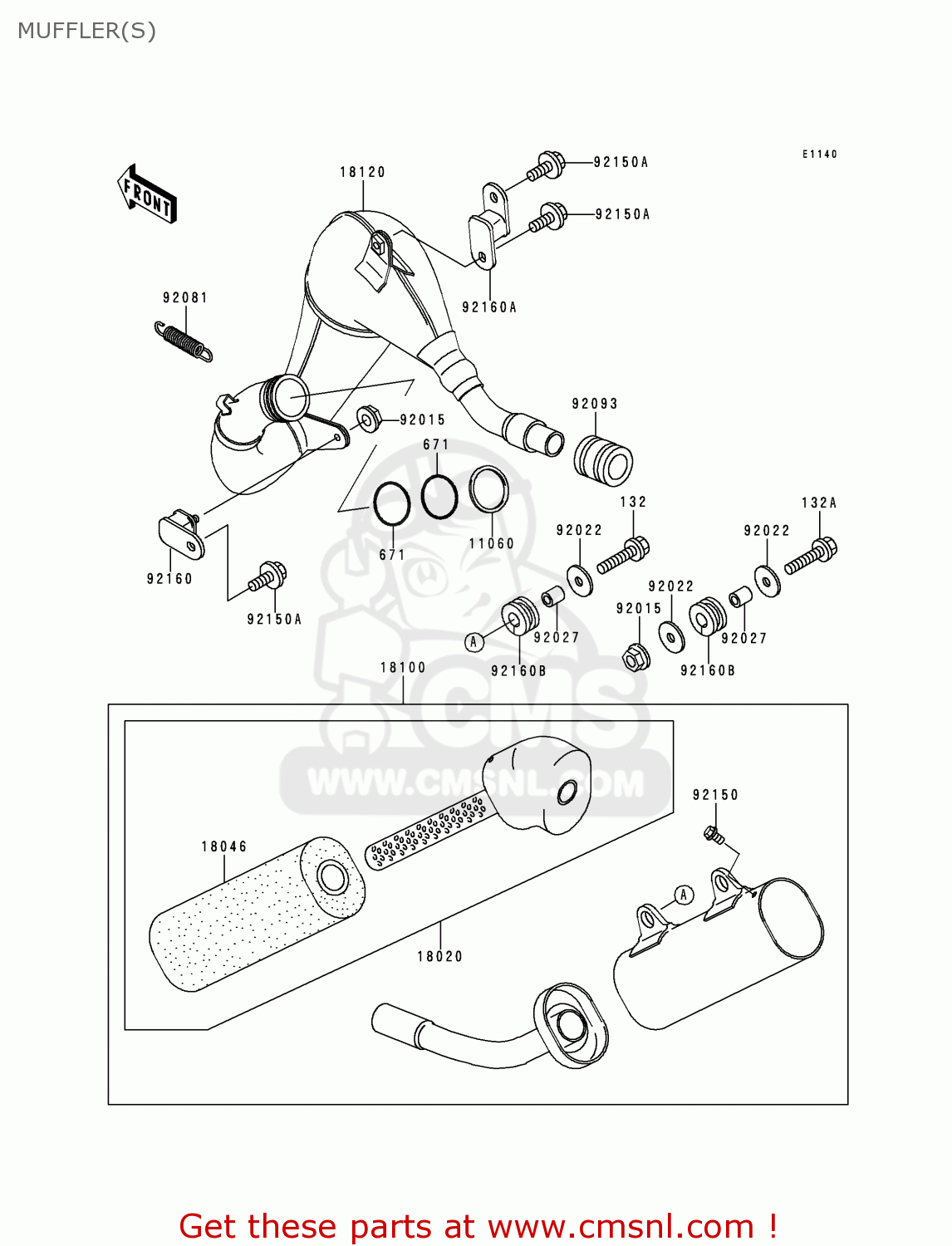 MUFFLER(S) KX250-K5 1998 USA CANADA