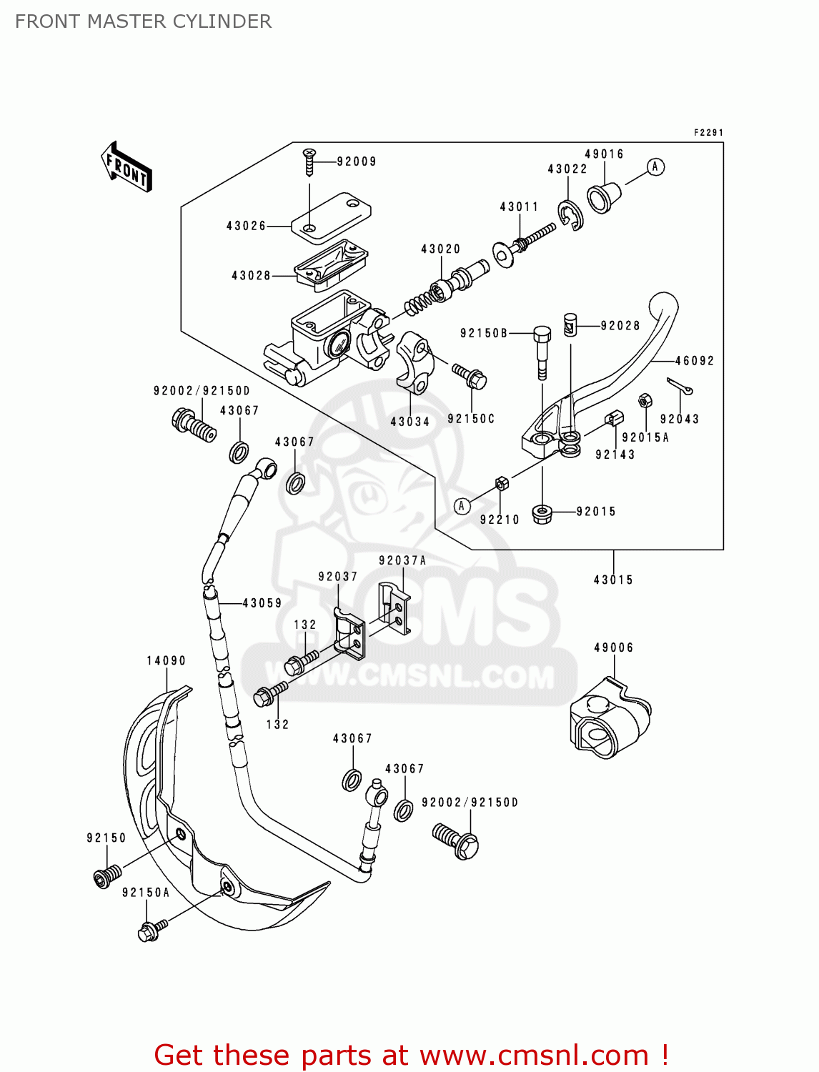 FRONT MASTER CYLINDER KX250-K5 1998 USA CANADA