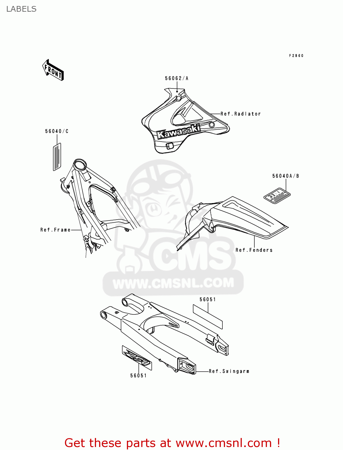 LABELS KX250-K5 1998 USA CANADA