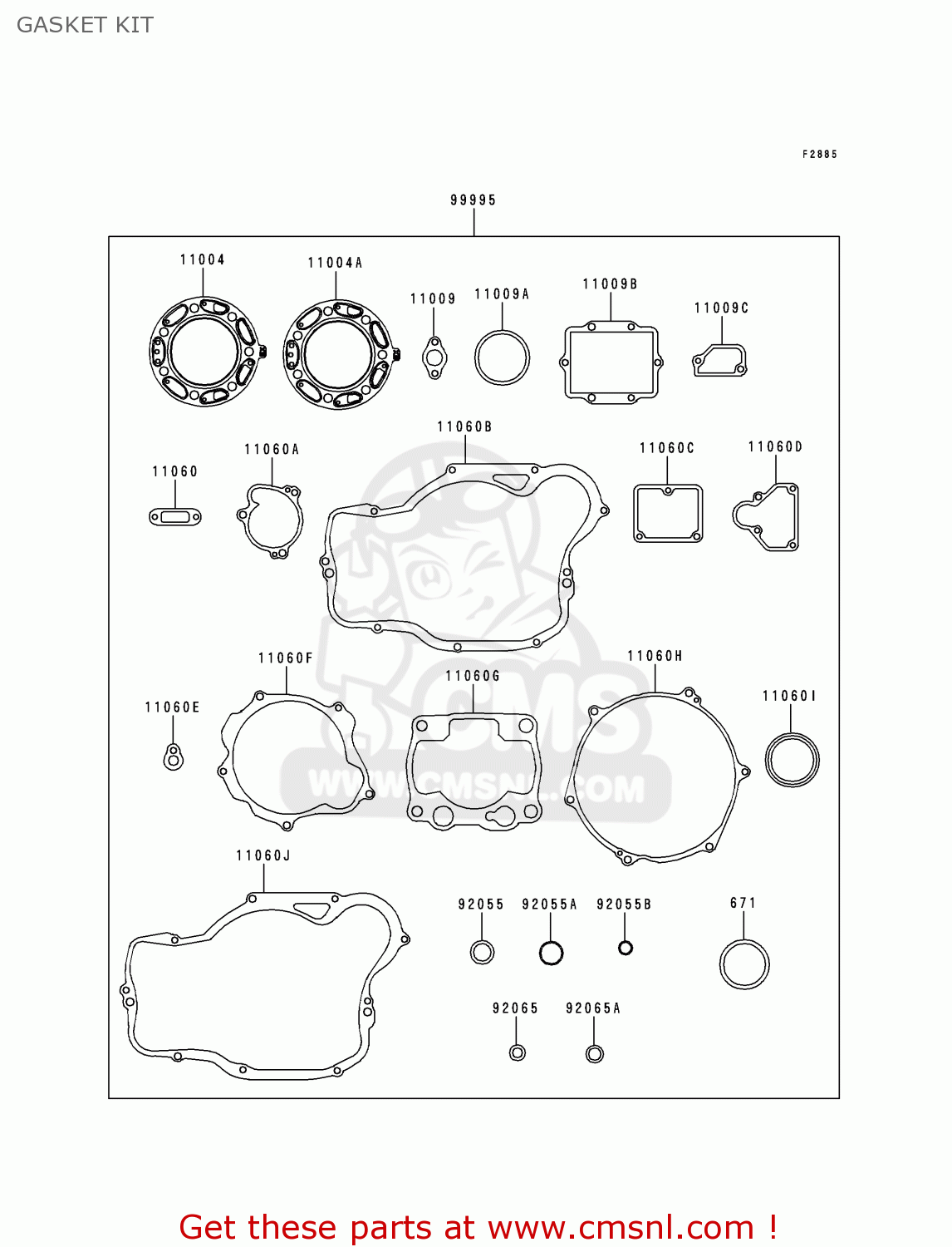 GASKET KIT KX250-K5 1998 USA CANADA