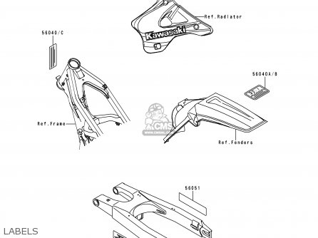 LABELS - KX250-K5 1998 USA CANADA