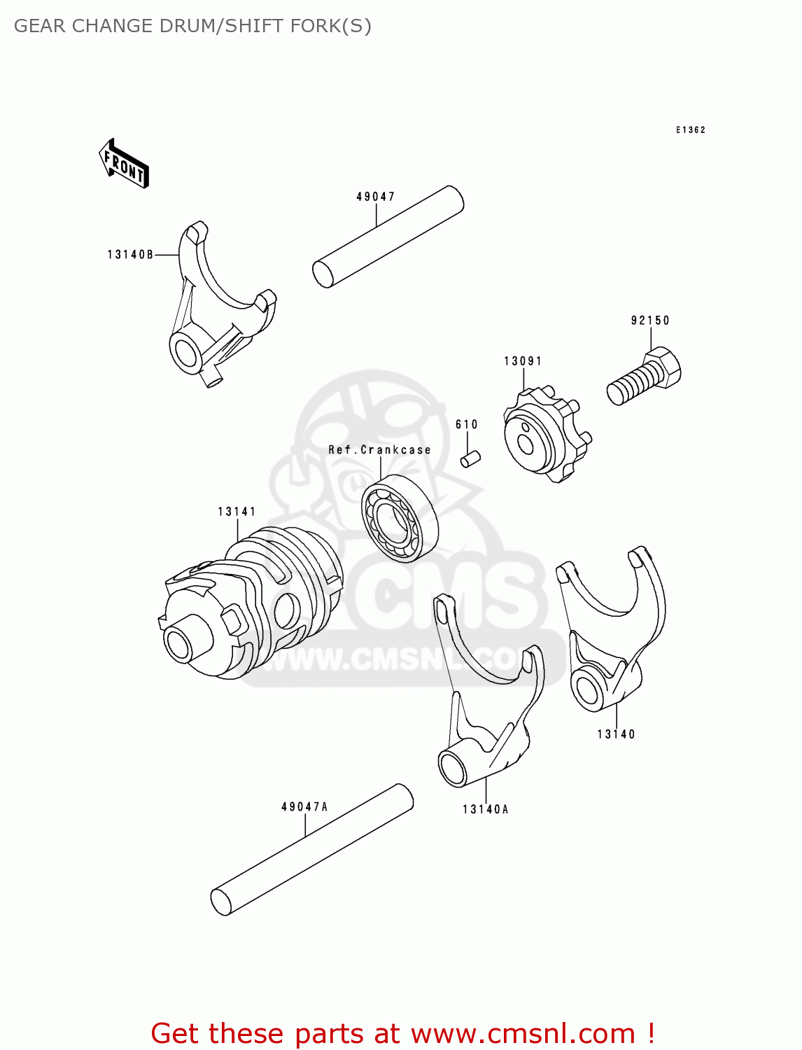 GEAR CHANGE DRUM/SHIFT FORK(S) KX250-L1 1999 EUROPE FR AS